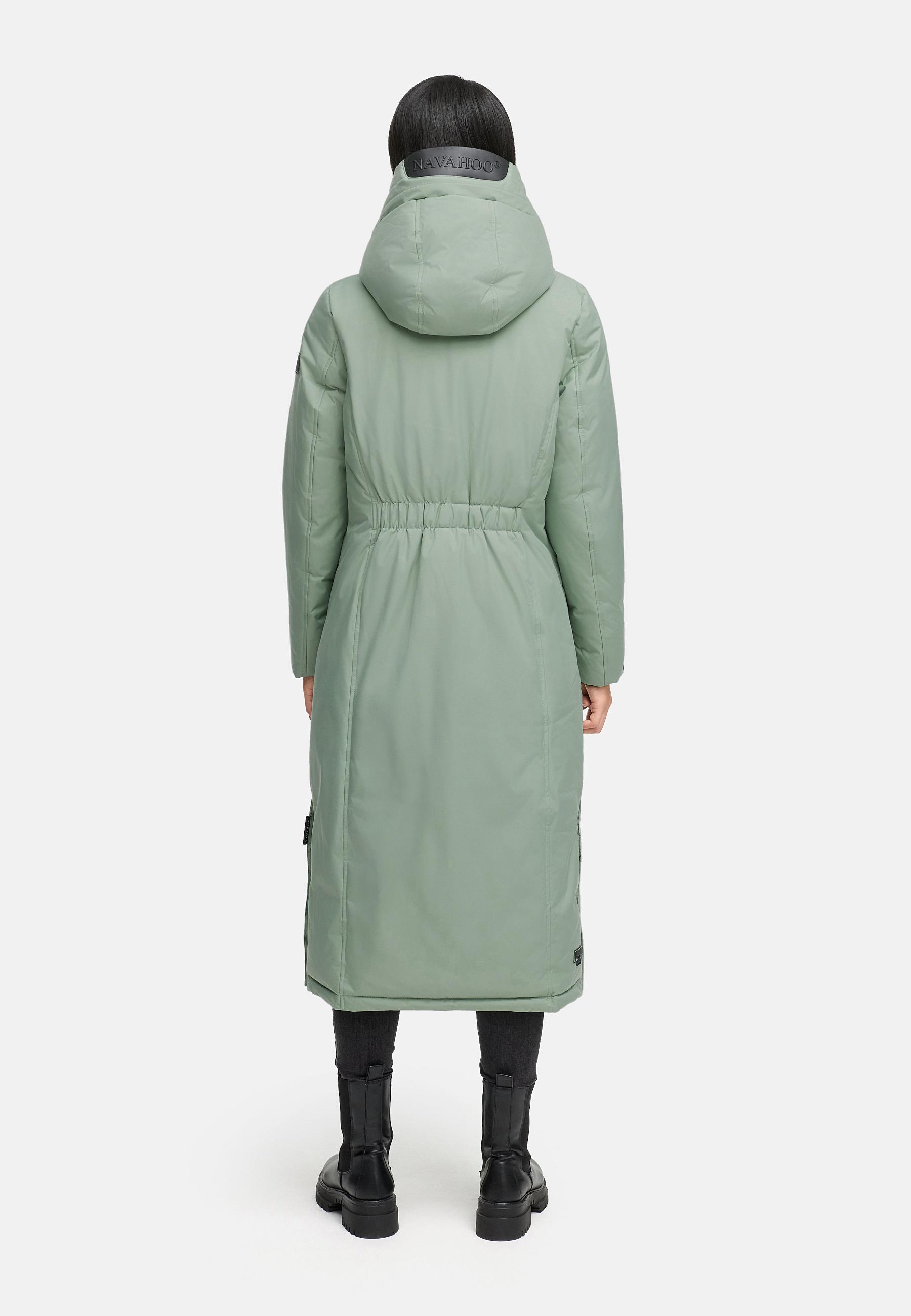 Extralanger Wintermantel mit Kapuze "Wolkenfrost XIV" Smokey Mint