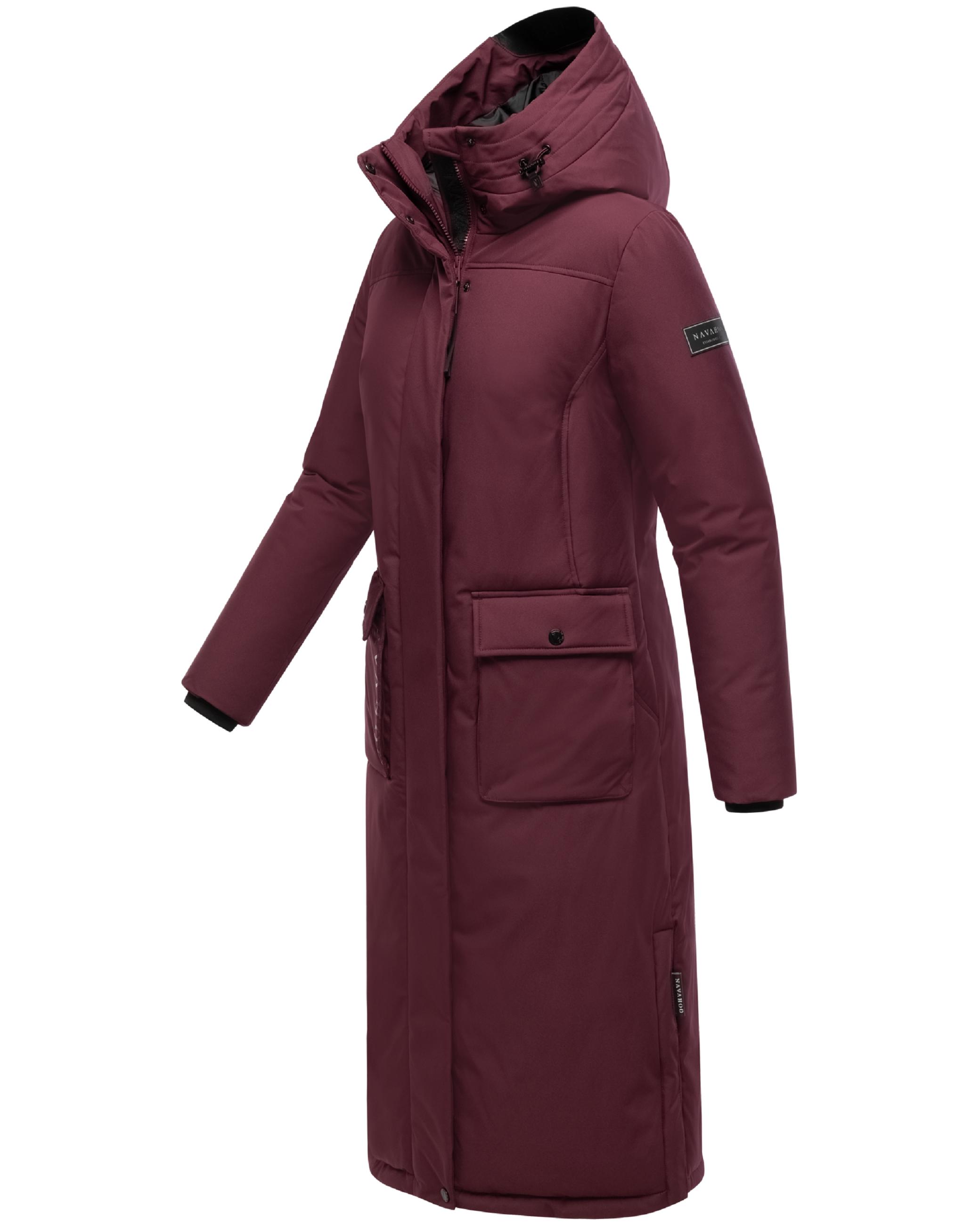 Extralanger Wintermantel mit Kapuze "Wolkenfrost XIV" Wine