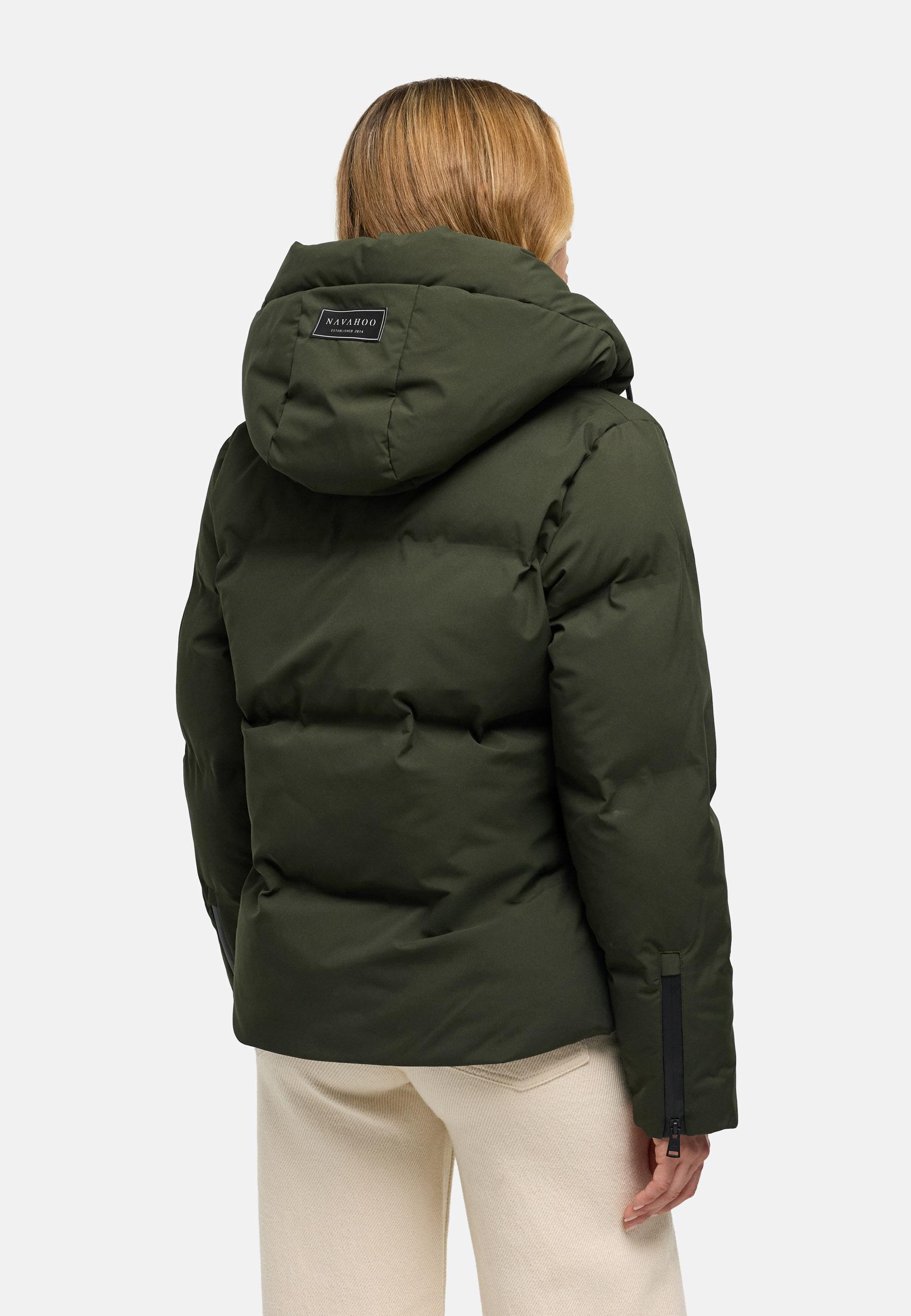 Warme Steppjacke mit verstellbarer Kapuze "Wolkentanz XIV" Dark Olive