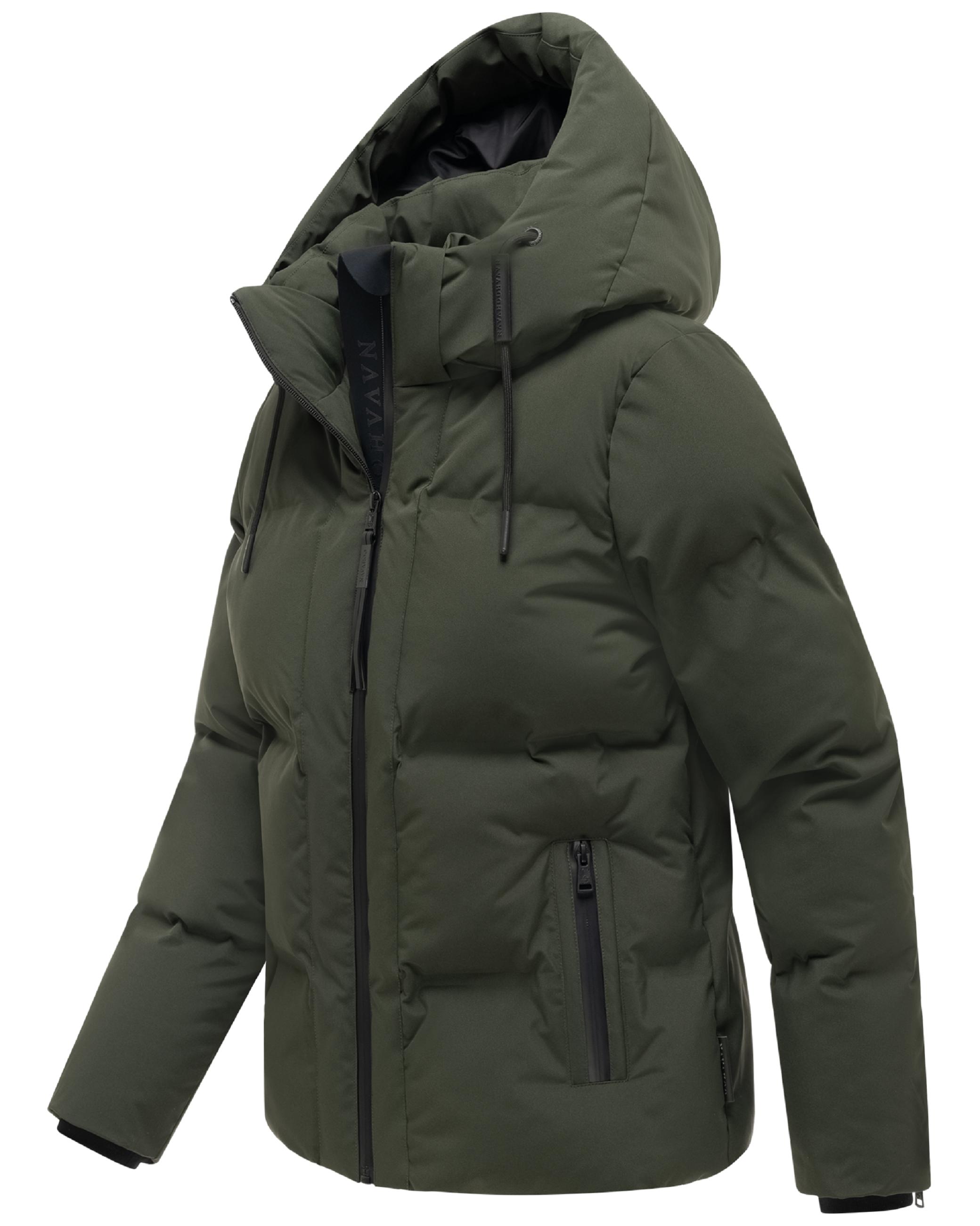 Warme Steppjacke mit verstellbarer Kapuze "Wolkentanz XIV" Dark Olive