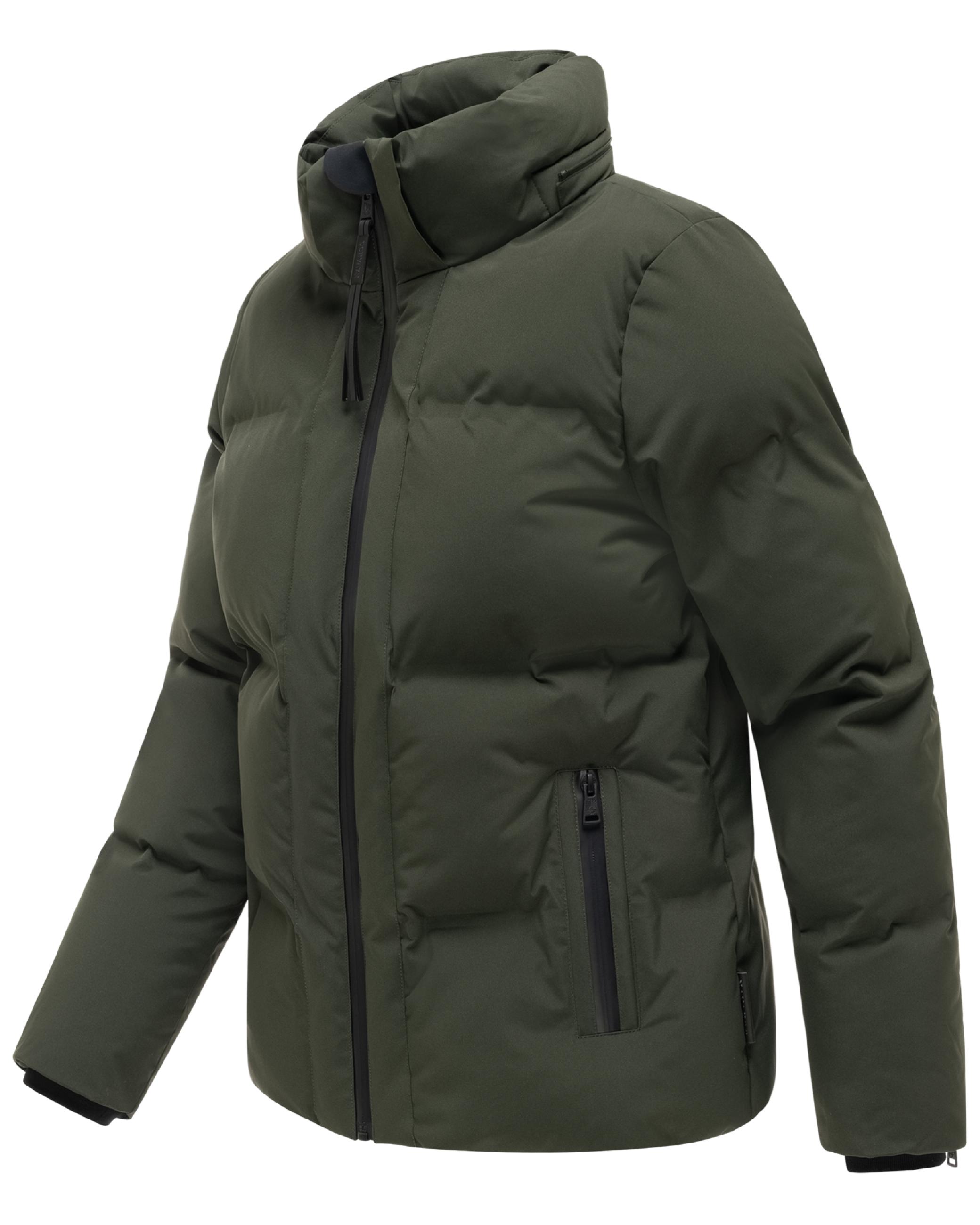 Warme Steppjacke mit verstellbarer Kapuze "Wolkentanz XIV" Dark Olive