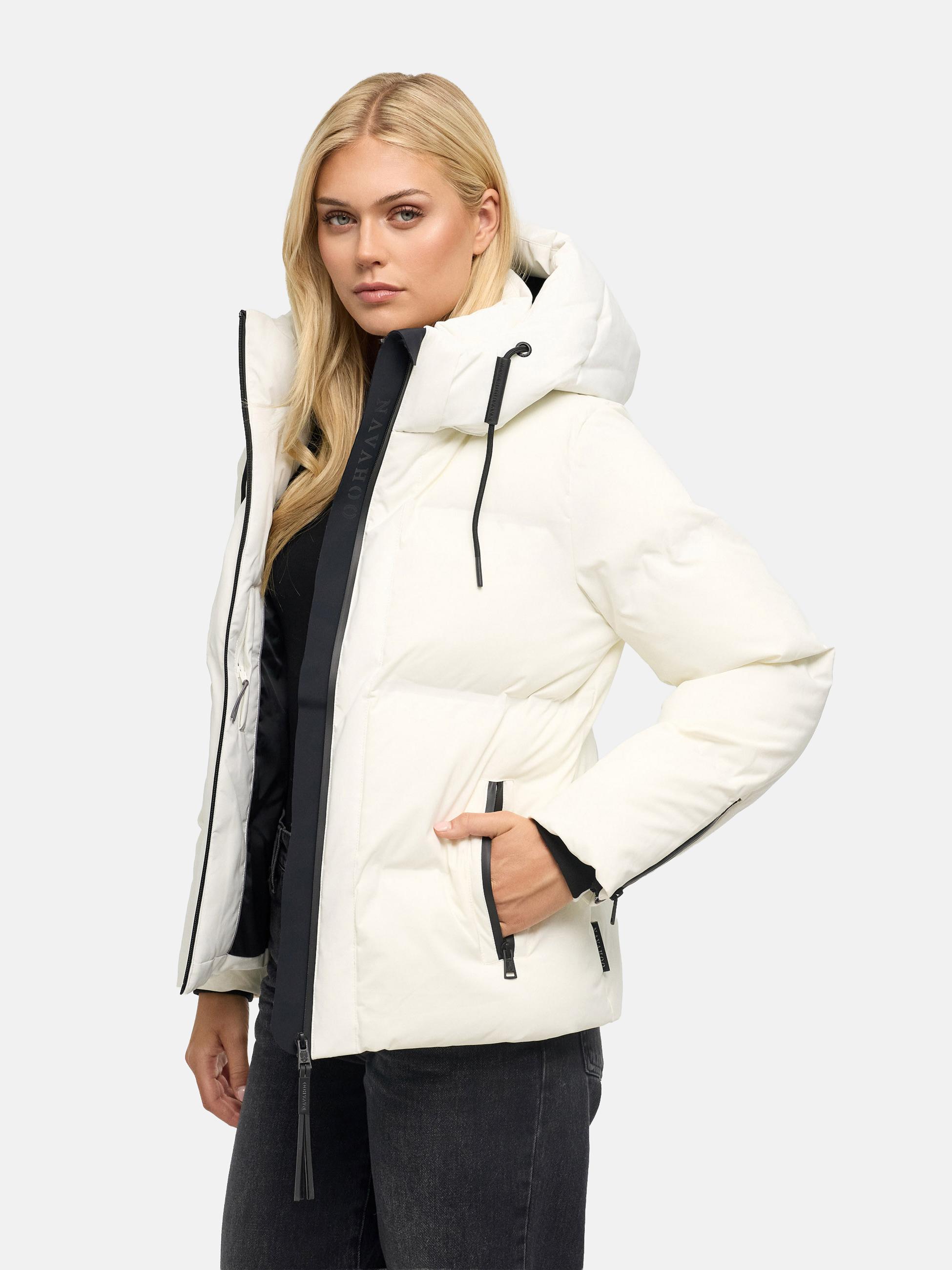 Warme Steppjacke mit verstellbarer Kapuze "Wolkentanz XIV" Off White