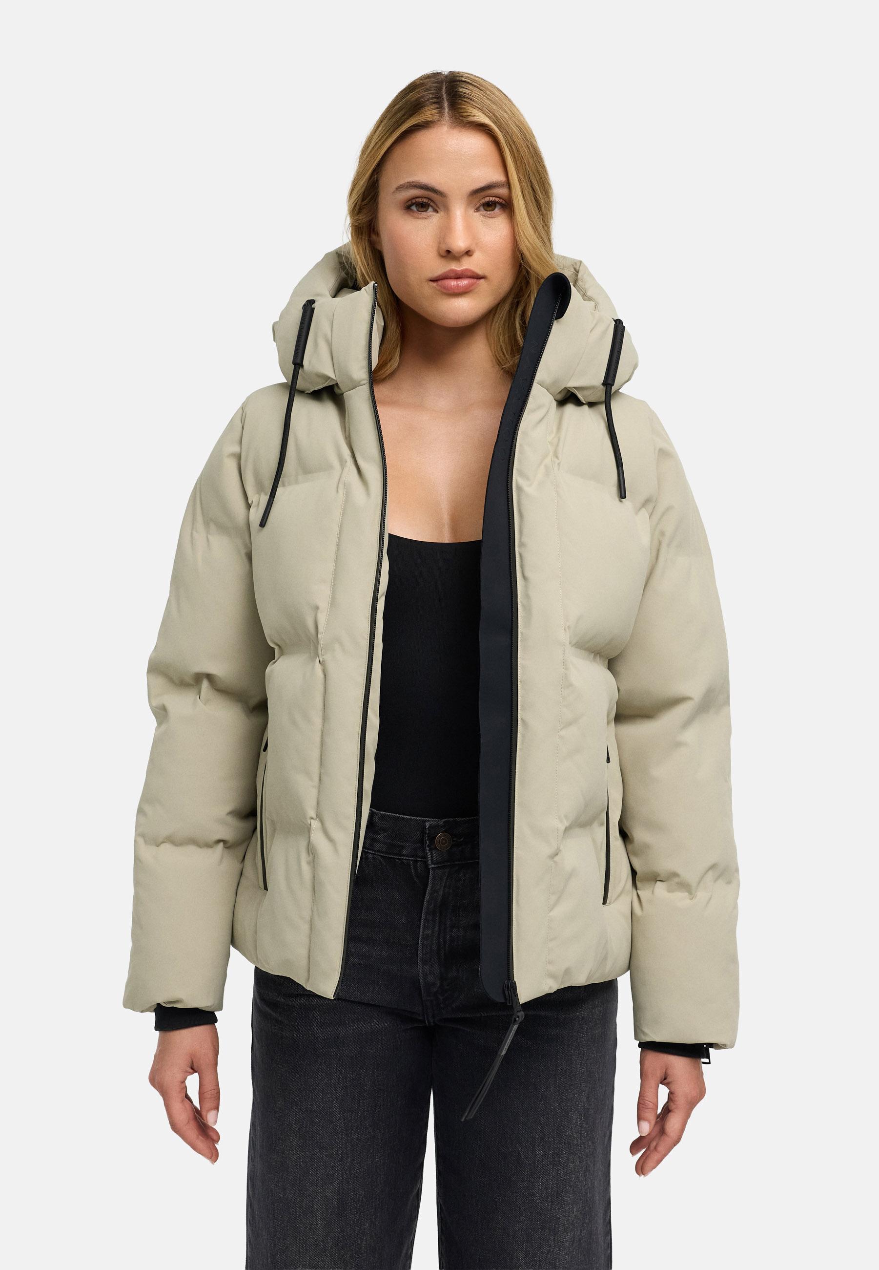 Warme Steppjacke mit verstellbarer Kapuze "Wolkentanz XIV" Pebble Grey