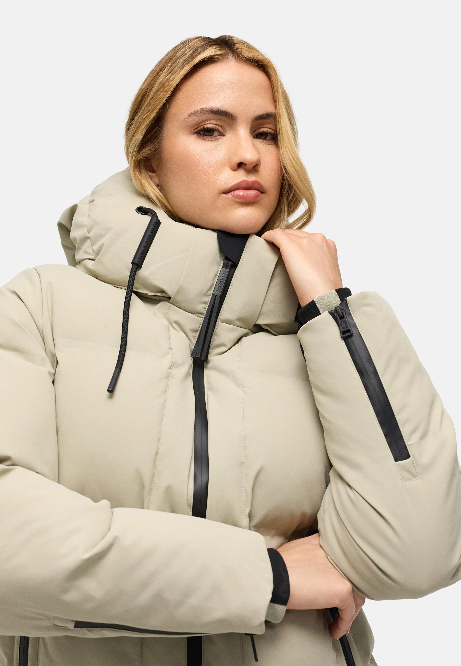 Warme Steppjacke mit verstellbarer Kapuze "Wolkentanz XIV" Pebble Grey