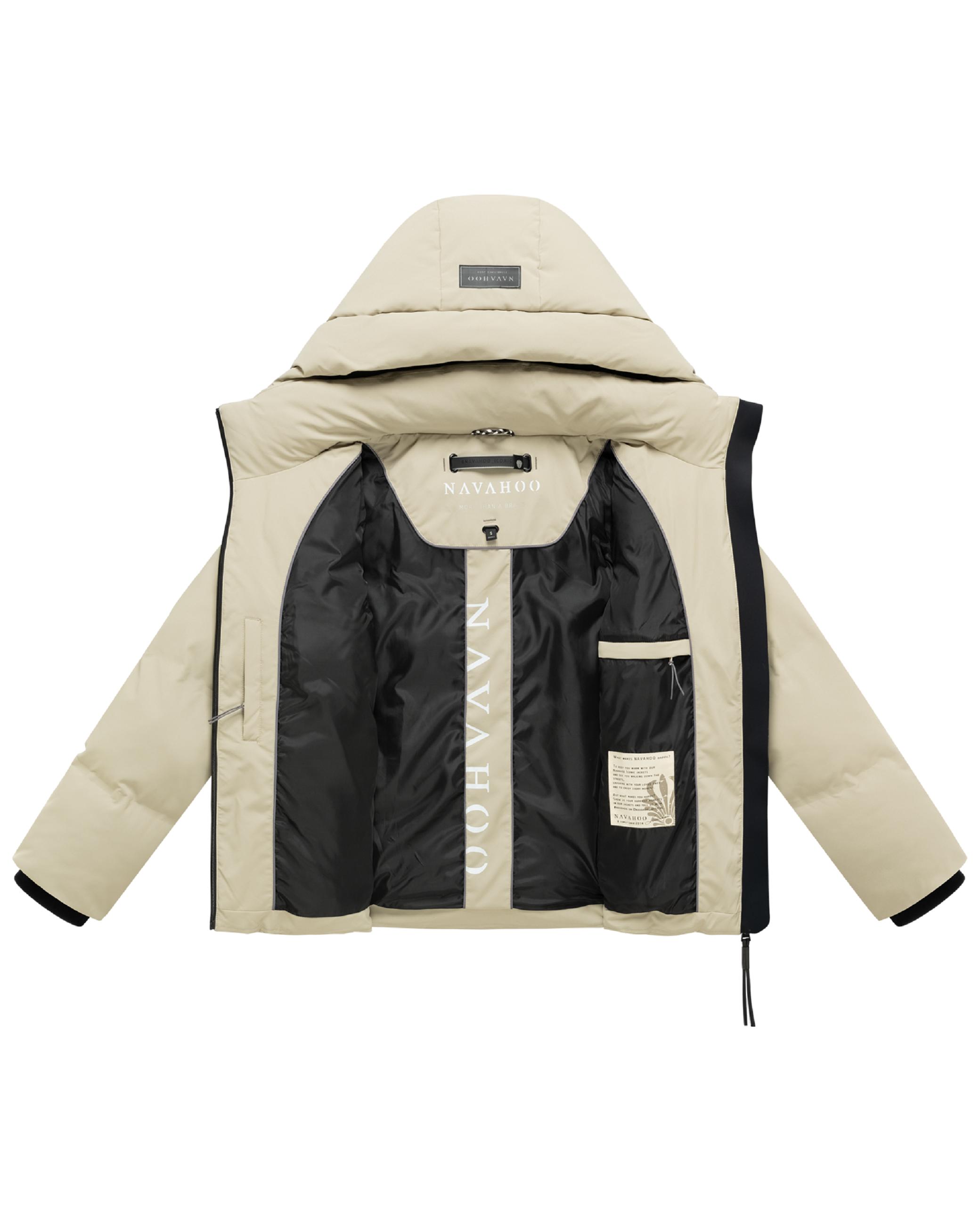 Warme Steppjacke mit verstellbarer Kapuze "Wolkentanz XIV" Pebble Grey
