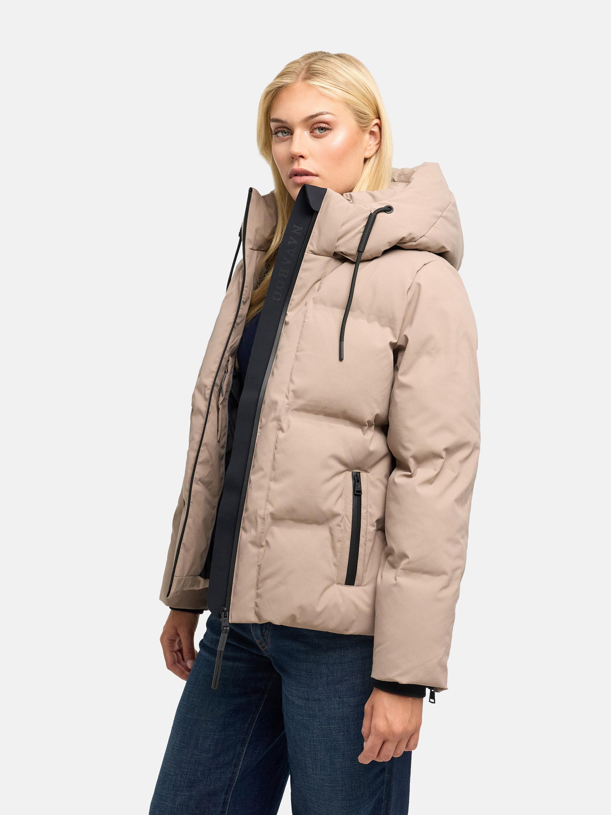 Warme Steppjacke mit verstellbarer Kapuze "Wolkentanz XIV" Taupe Grey