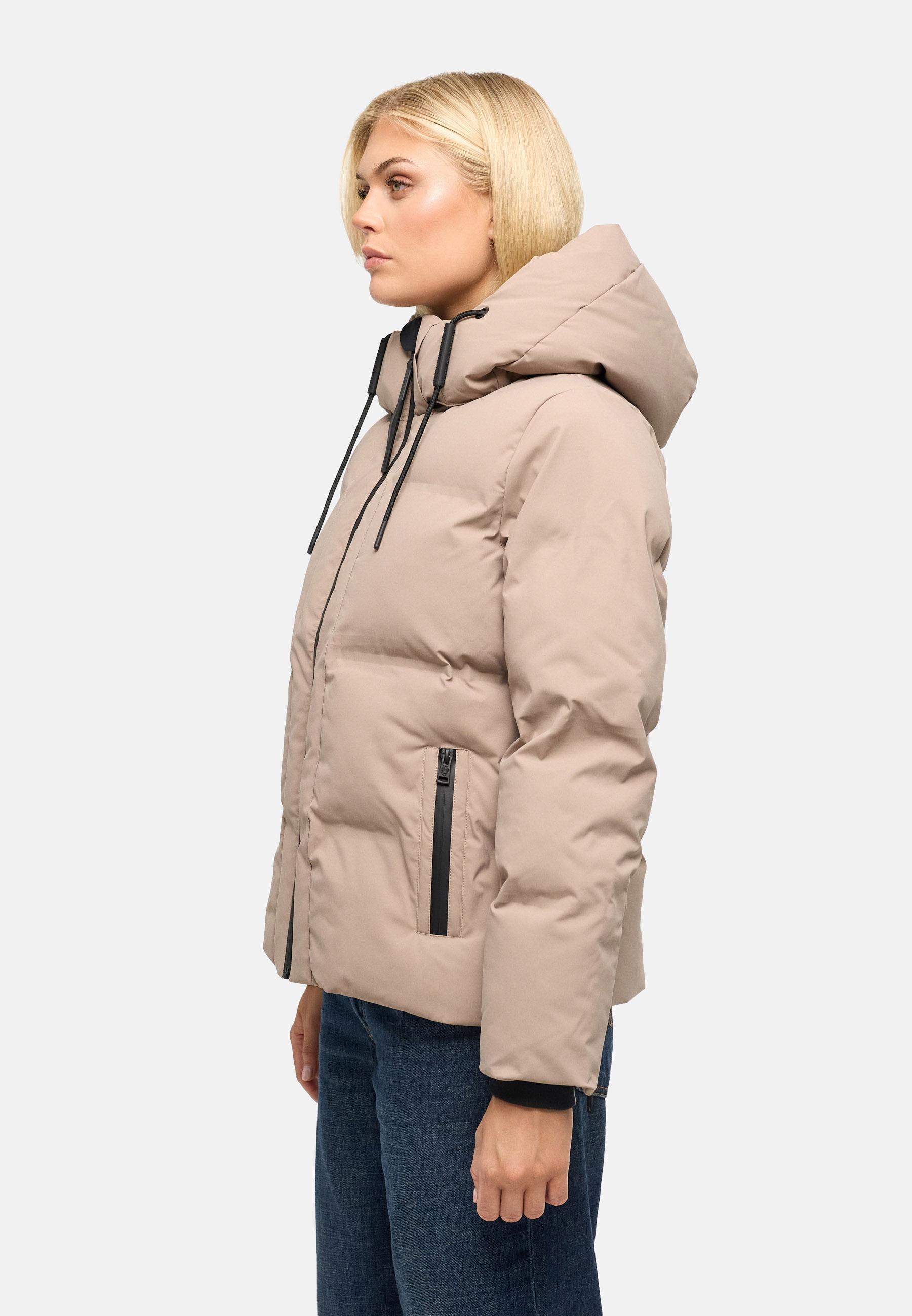 Warme Steppjacke mit verstellbarer Kapuze "Wolkentanz XIV" Taupe Grey