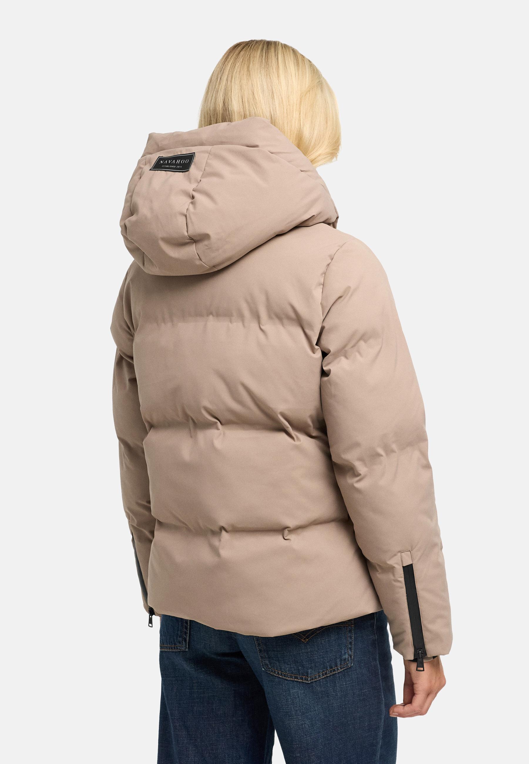 Warme Steppjacke mit verstellbarer Kapuze "Wolkentanz XIV" Taupe Grey