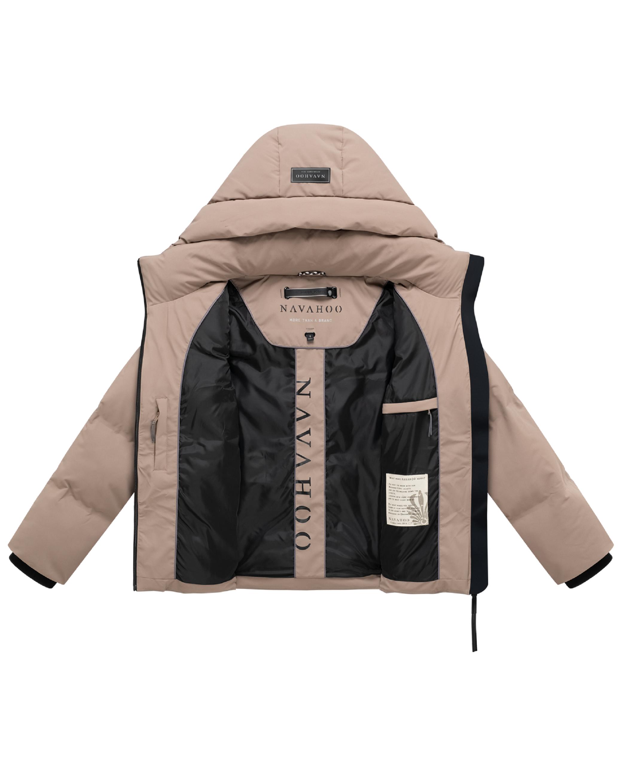 Warme Steppjacke mit verstellbarer Kapuze "Wolkentanz XIV" Taupe Grey
