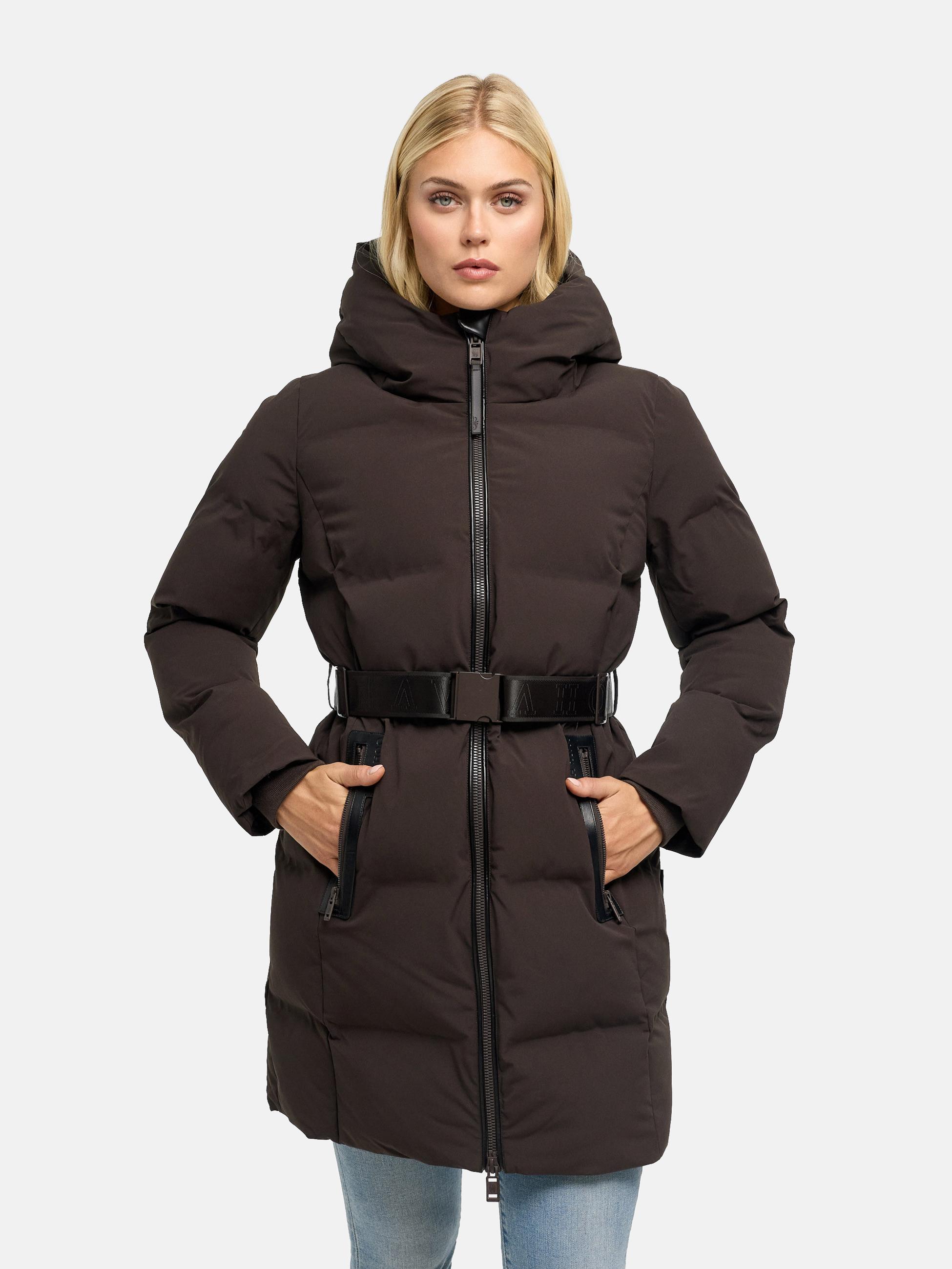 Steppmantel mit Taillengürtel "Wolkenwichtel 14" Choco