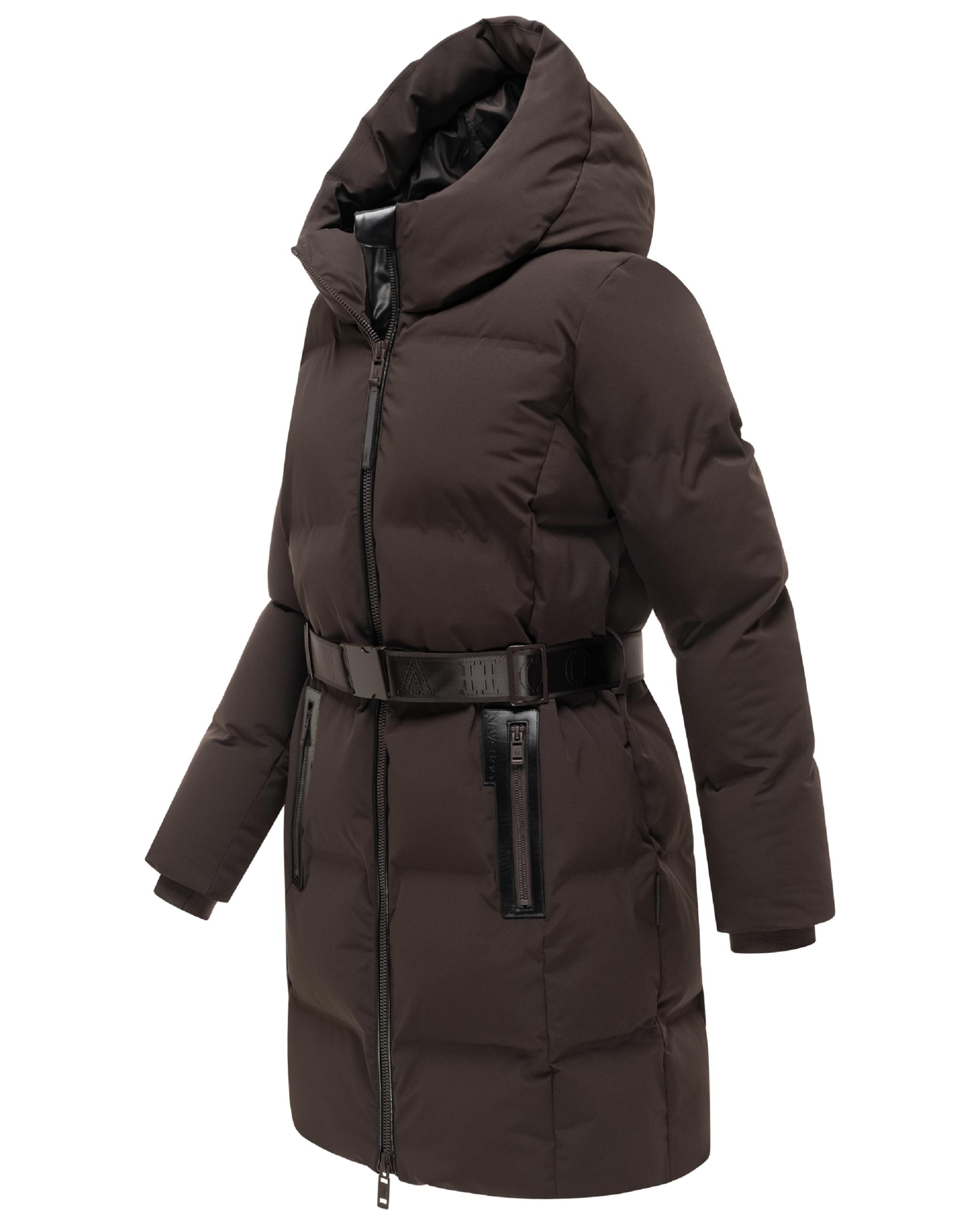 Steppmantel mit Taillengürtel "Wolkenwichtel 14" Choco