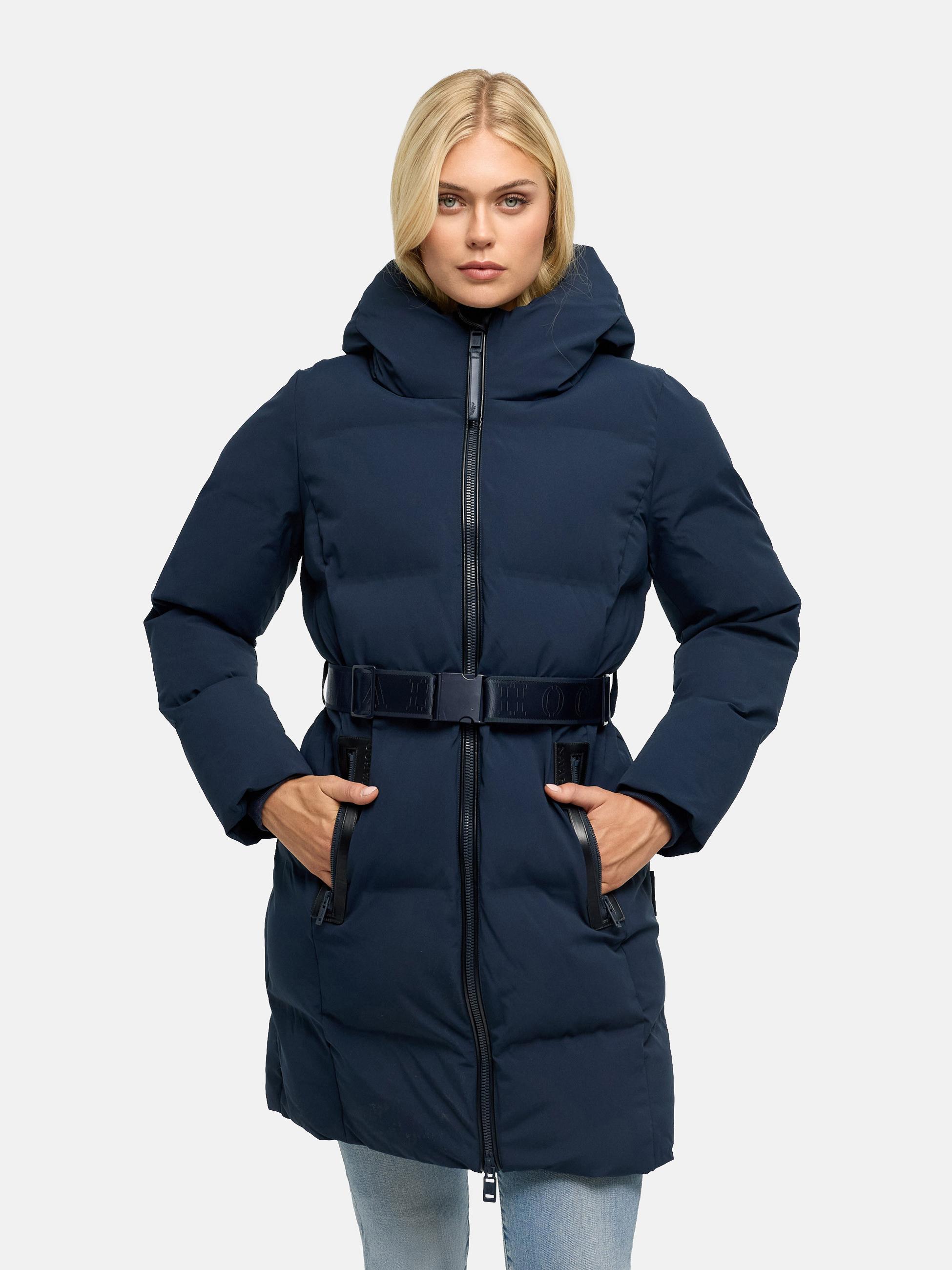 Steppmantel mit Taillengürtel "Wolkenwichtel 14" Navy