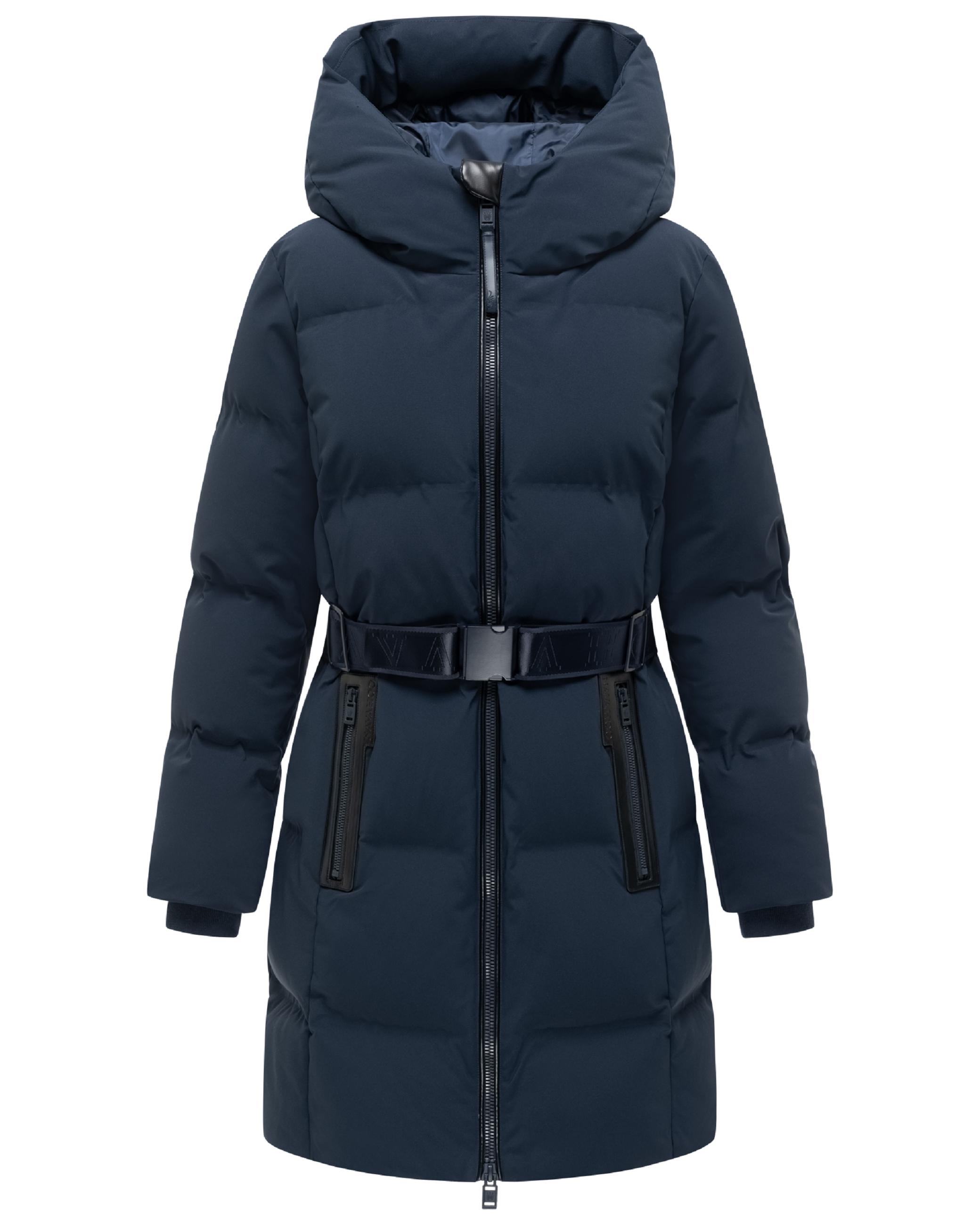 Steppmantel mit Taillengürtel "Wolkenwichtel 14" Navy