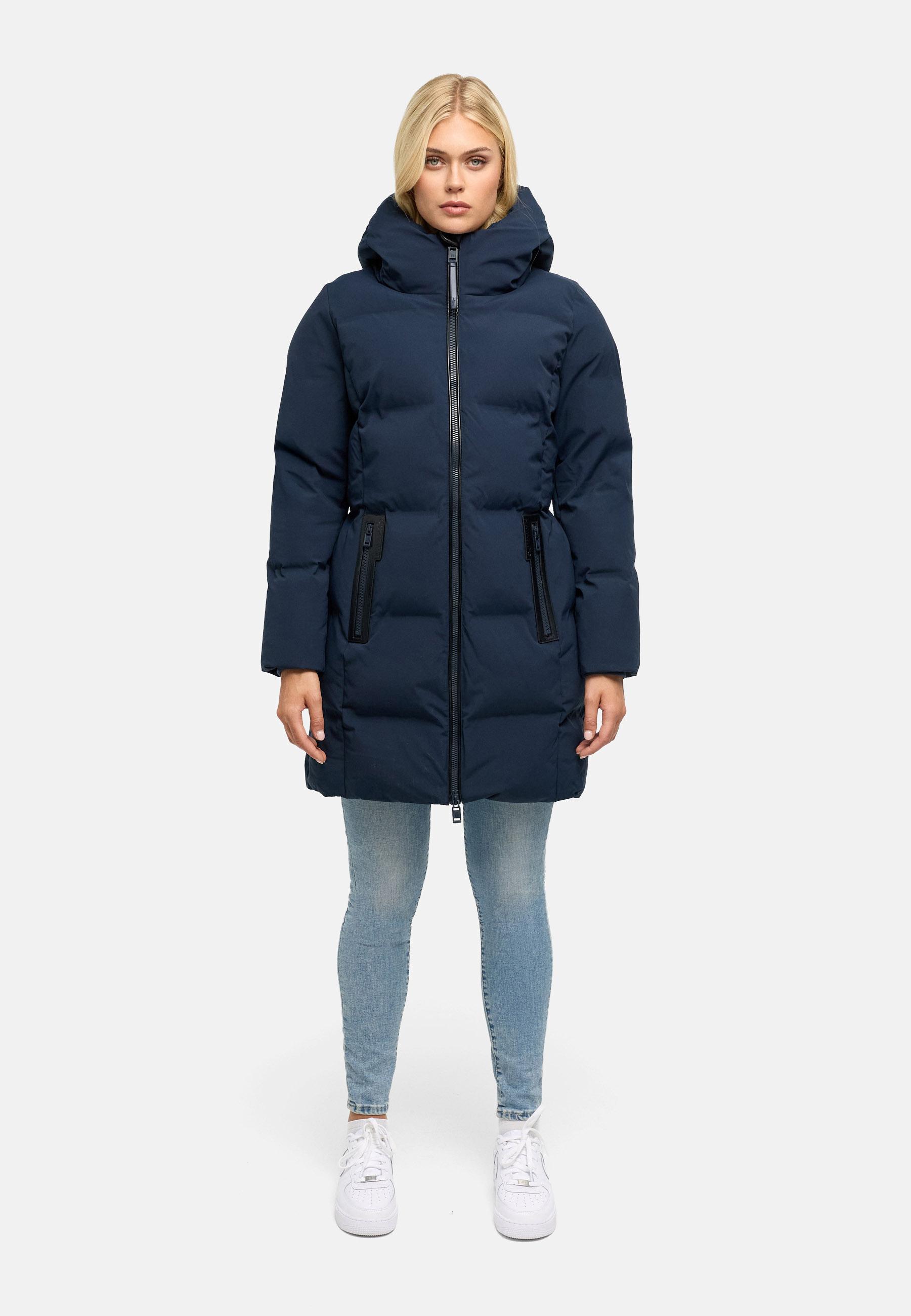 Steppmantel mit Taillengürtel "Wolkenwichtel 14" Navy