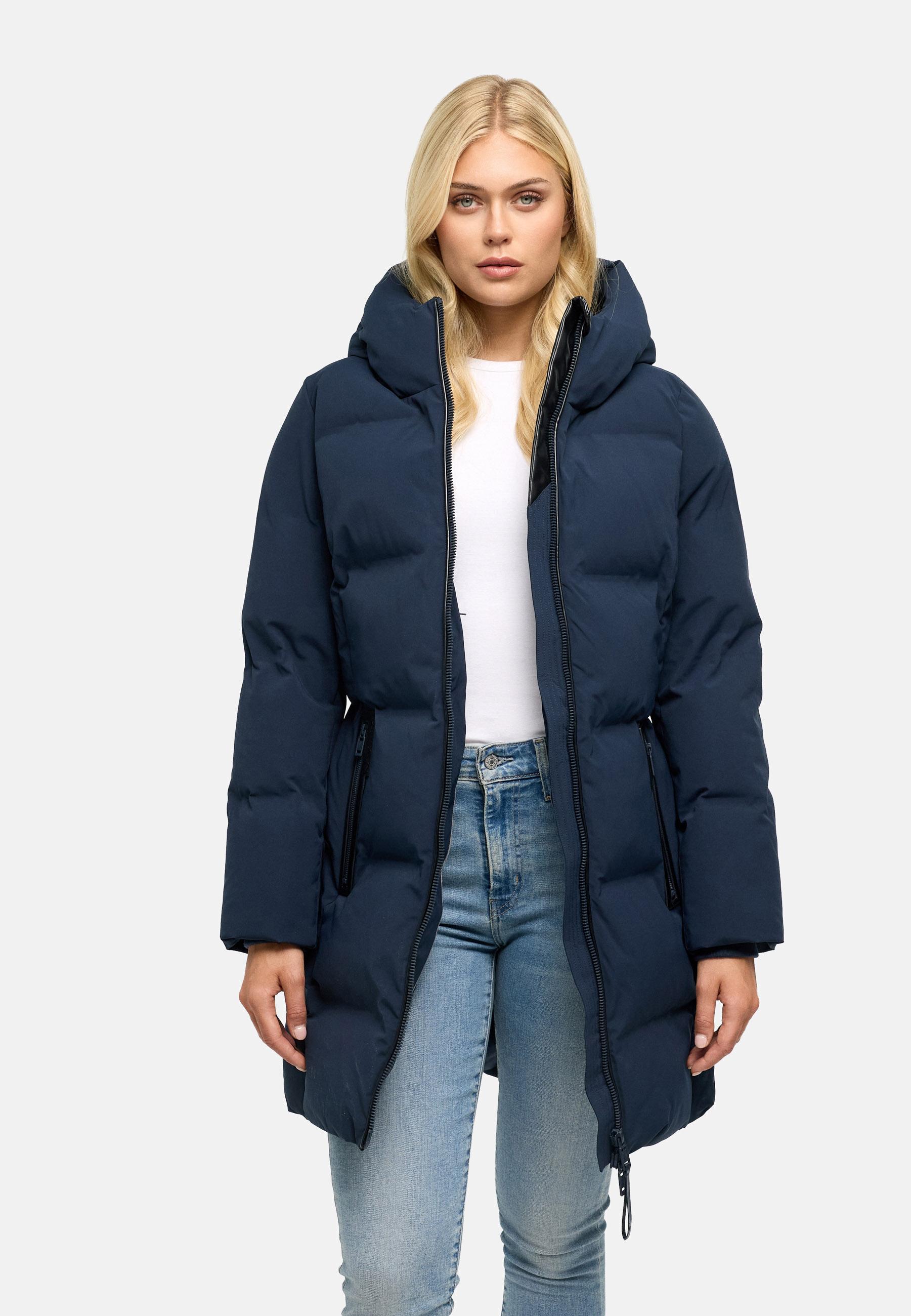 Steppmantel mit Taillengürtel "Wolkenwichtel 14" Navy