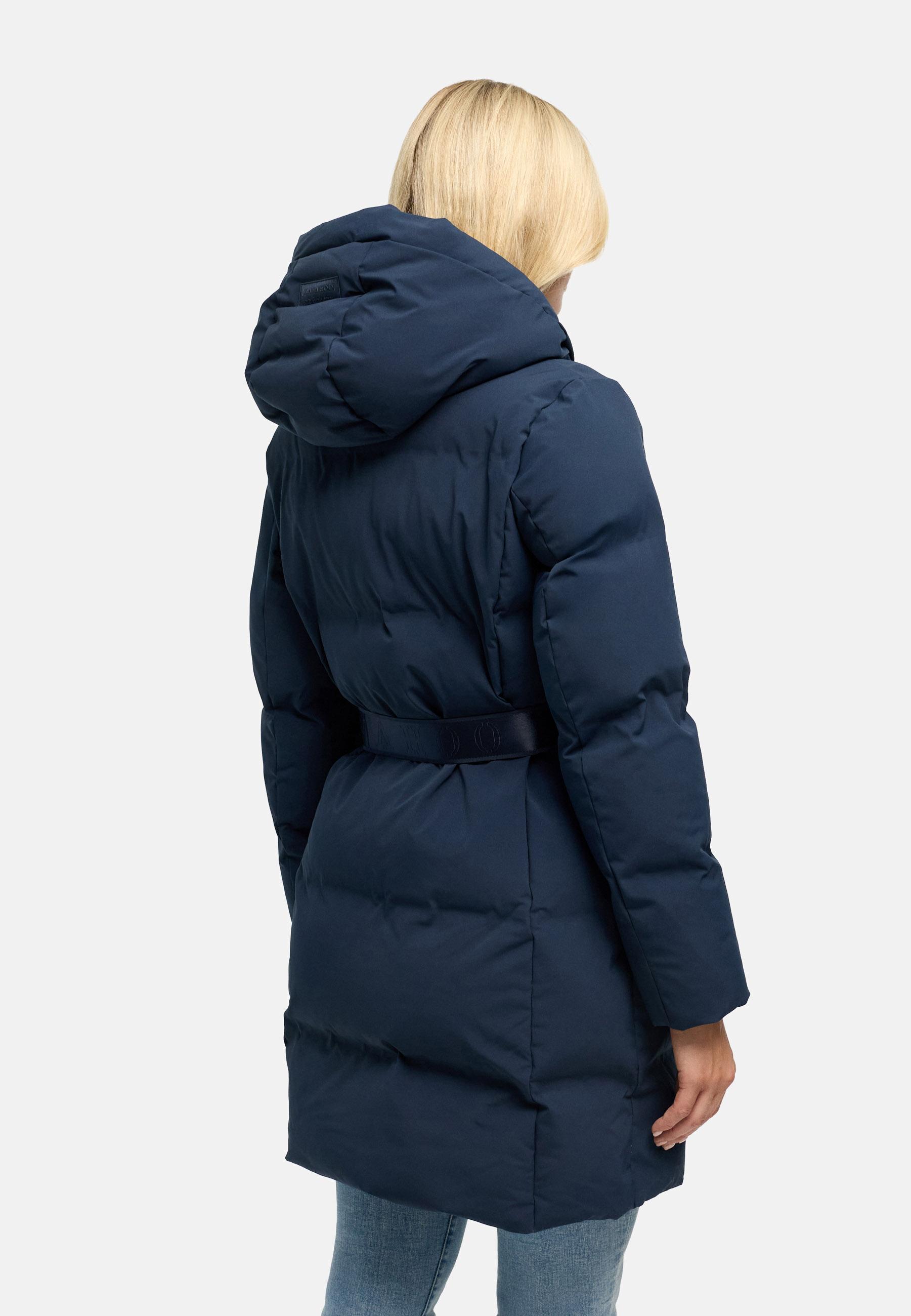 Steppmantel mit Taillengürtel "Wolkenwichtel 14" Navy