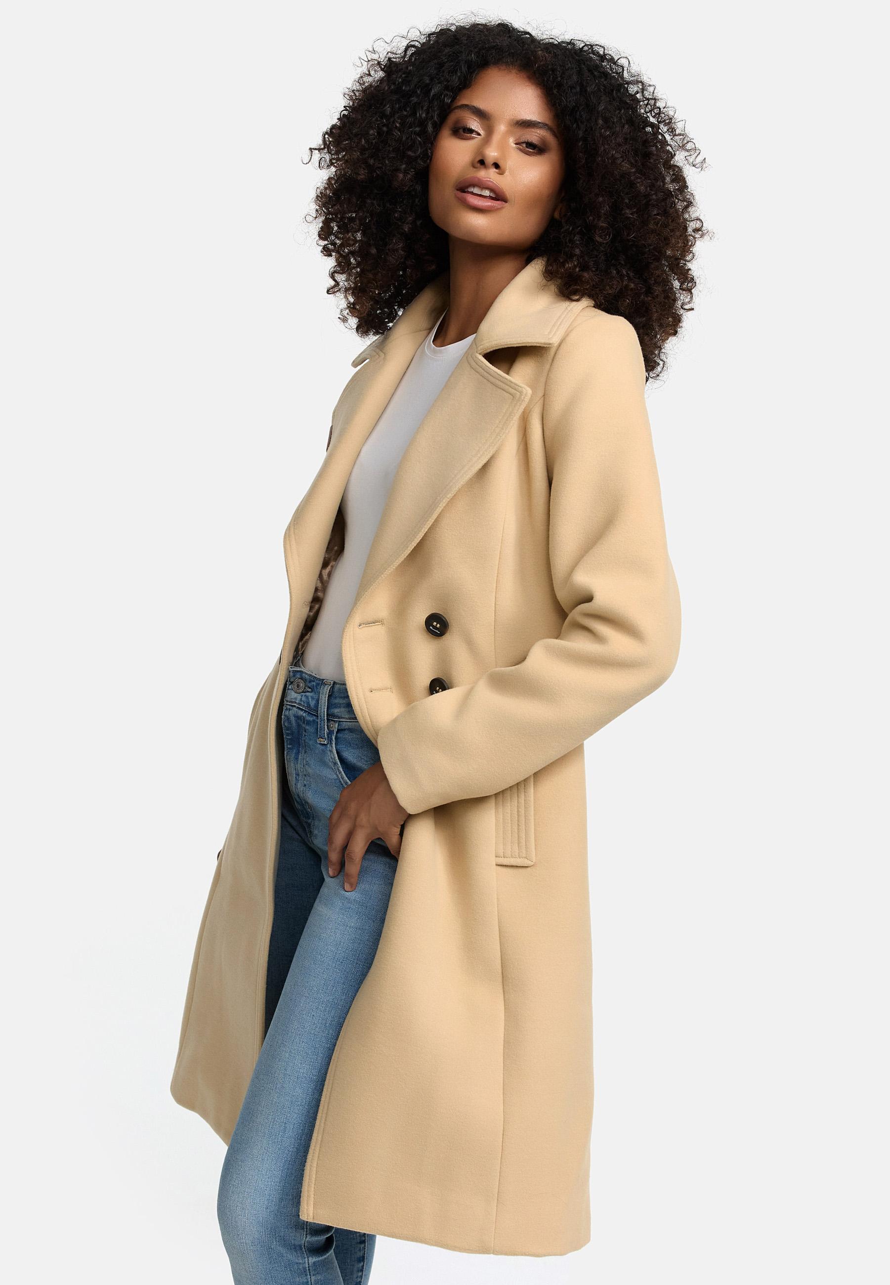 Eleganter Mantel in Wollmantel-Optik "Wooly" Beige