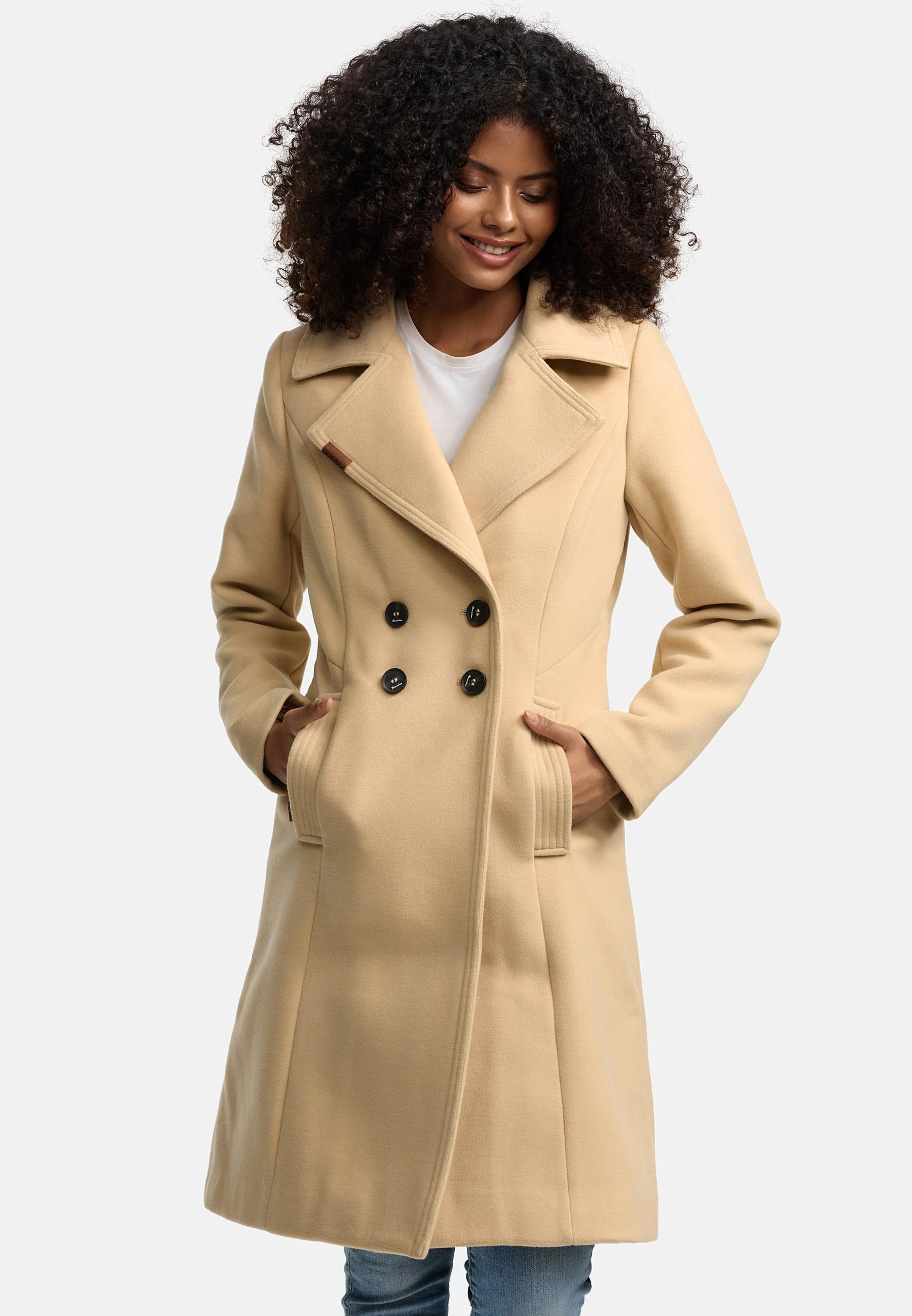 Eleganter Mantel in Wollmantel-Optik "Wooly" Beige