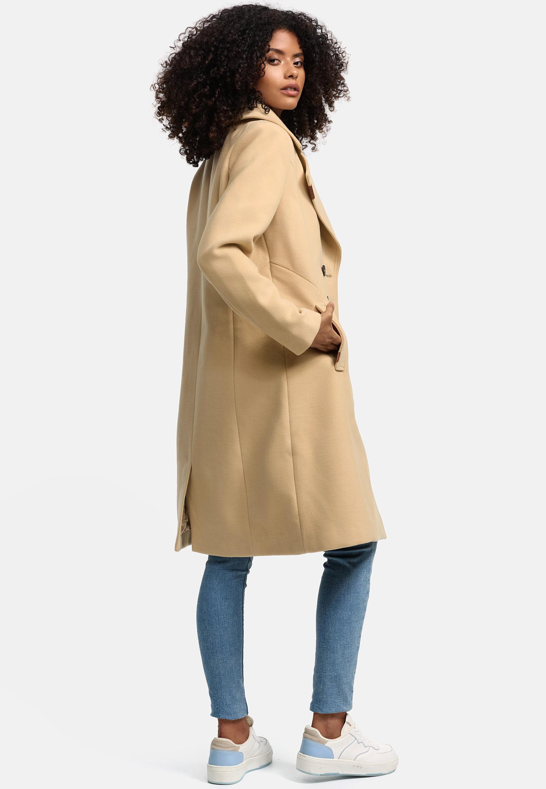 Eleganter Mantel in Wollmantel-Optik "Wooly" Beige