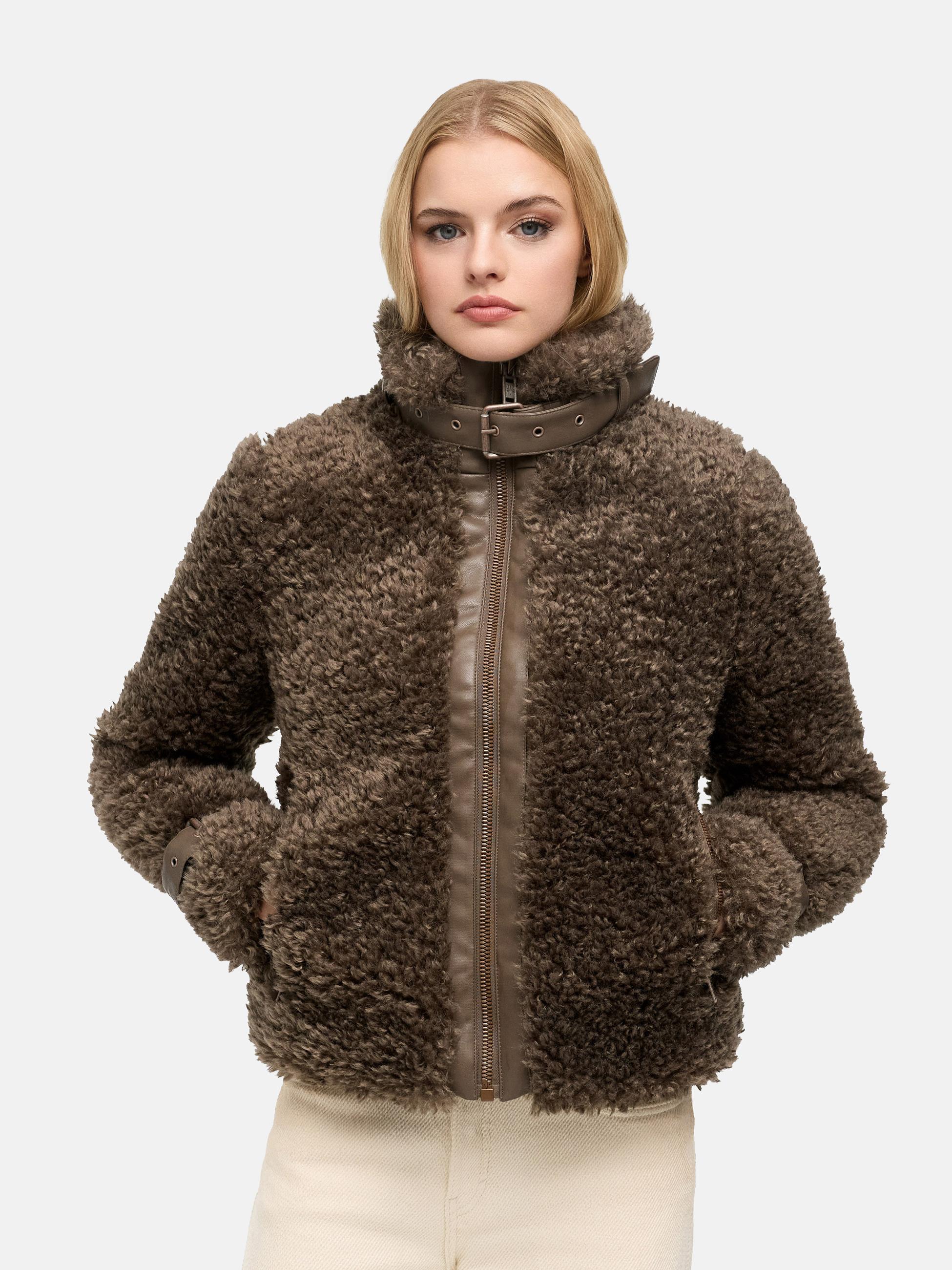 Teddy Jacke mit Futter "Wuschelwonne 14" Stone Brown