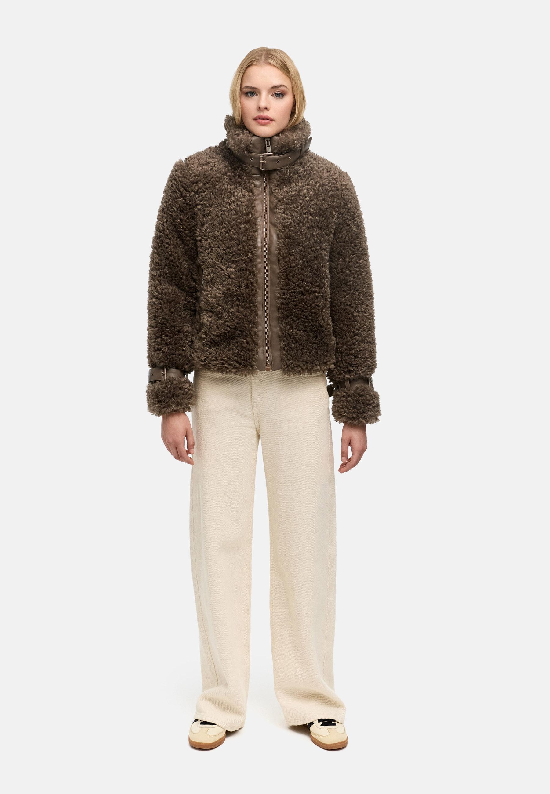 Teddy Jacke mit Futter "Wuschelwonne 14" Stone Brown