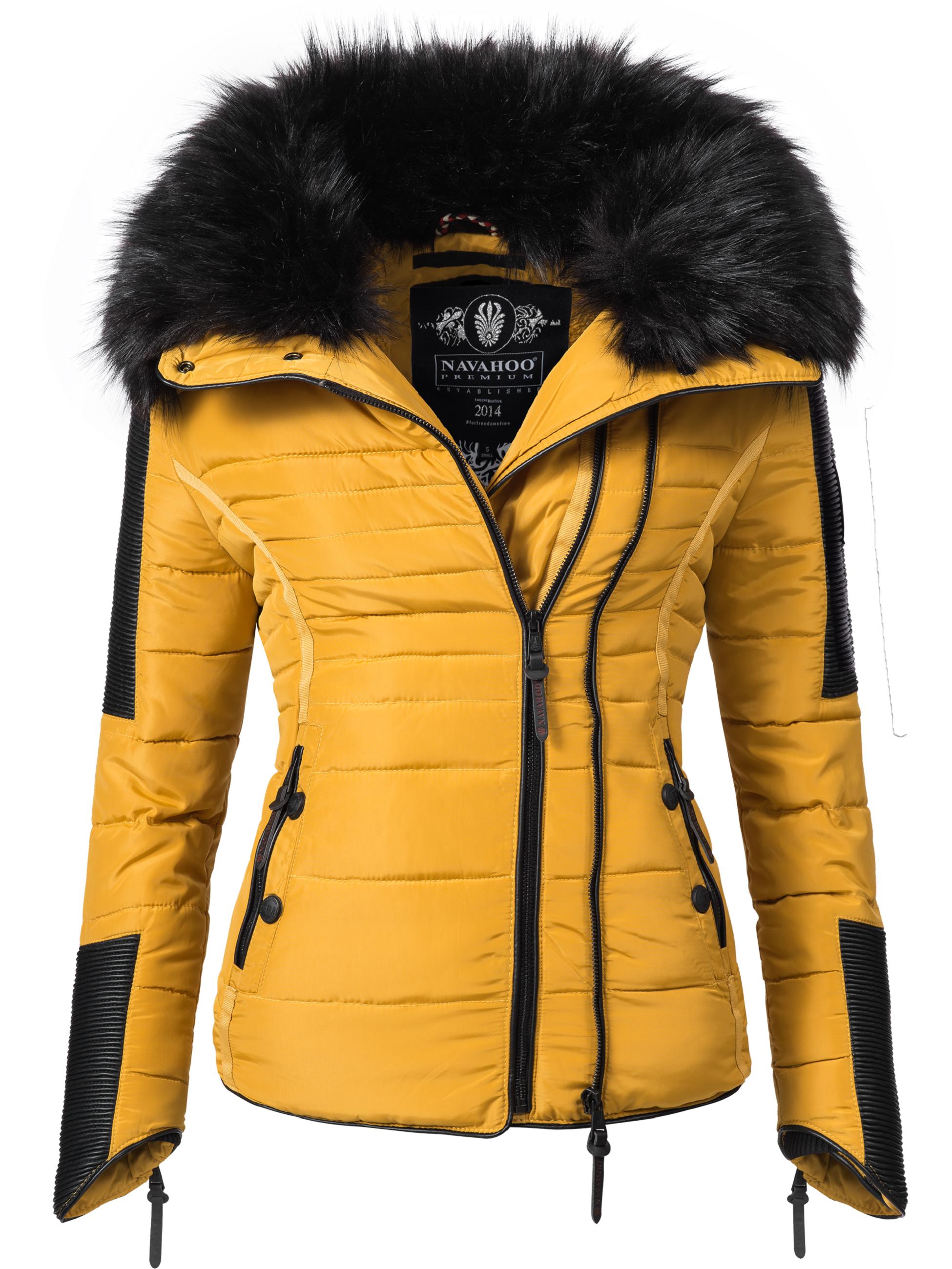 Kurze Winter Steppjacke mit Kapuze "Yuki2" Gelb