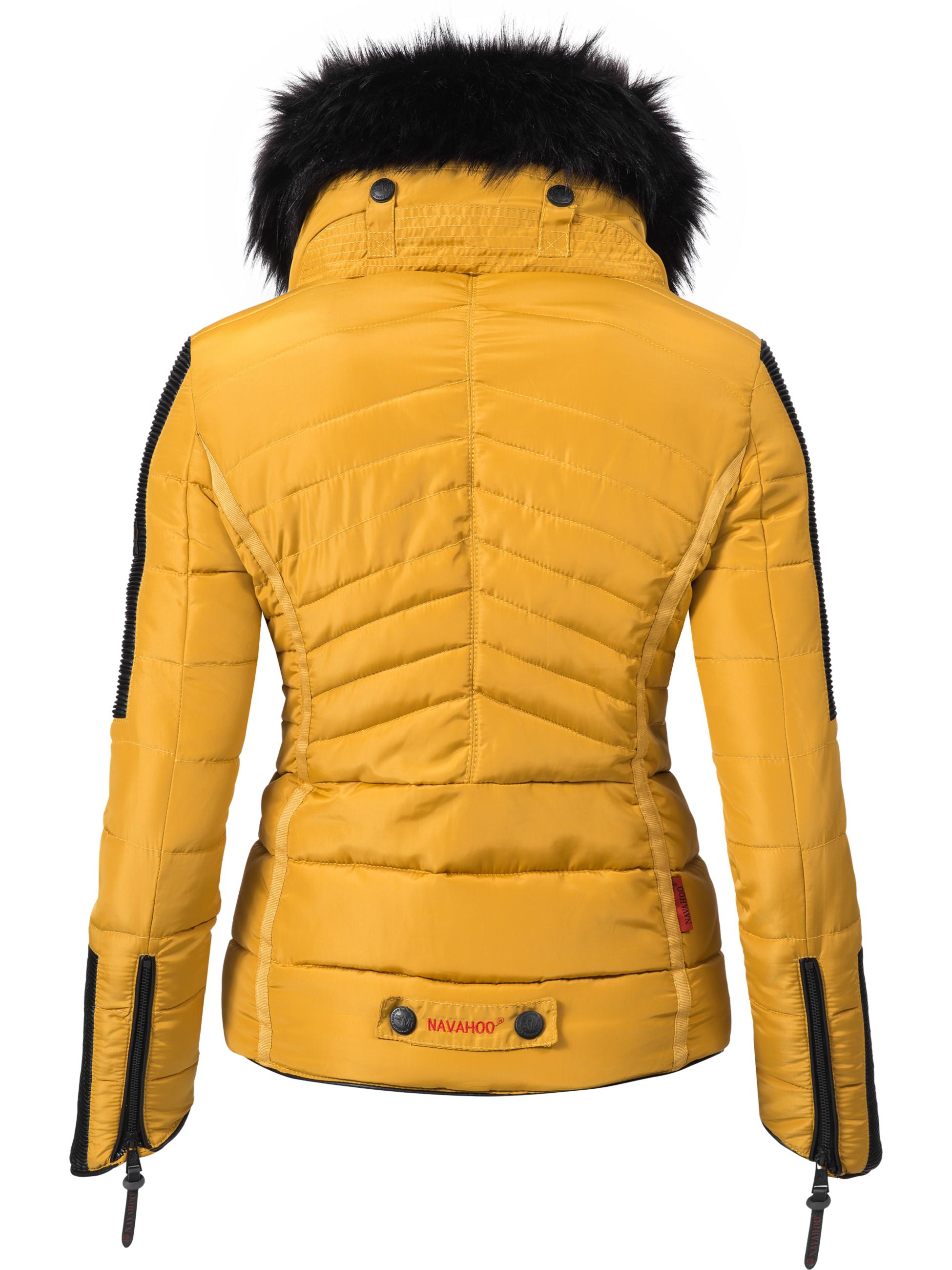 Kurze Winter Steppjacke mit Kapuze "Yuki2" Gelb