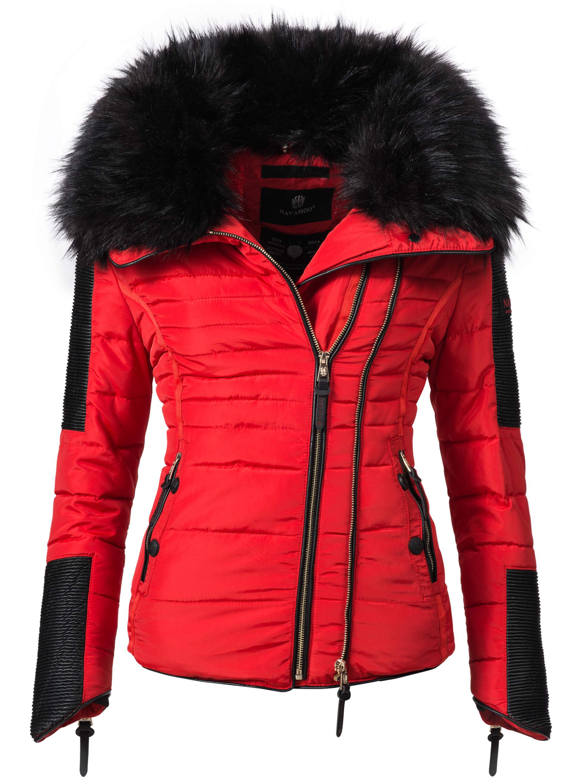 Kurze Winter Steppjacke mit Kapuze "Yuki2" Red