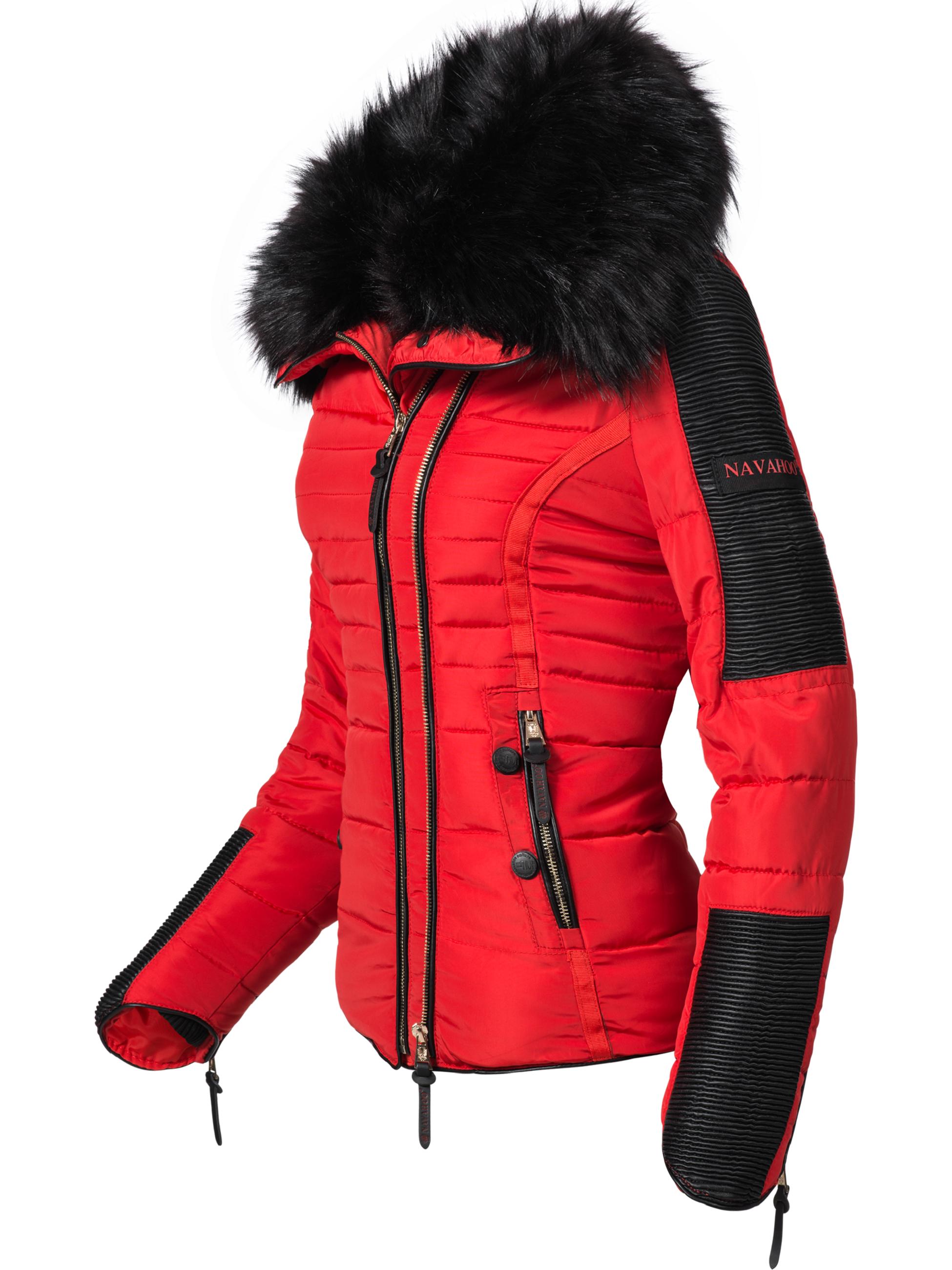Kurze Winter Steppjacke mit Kapuze "Yuki2" Red