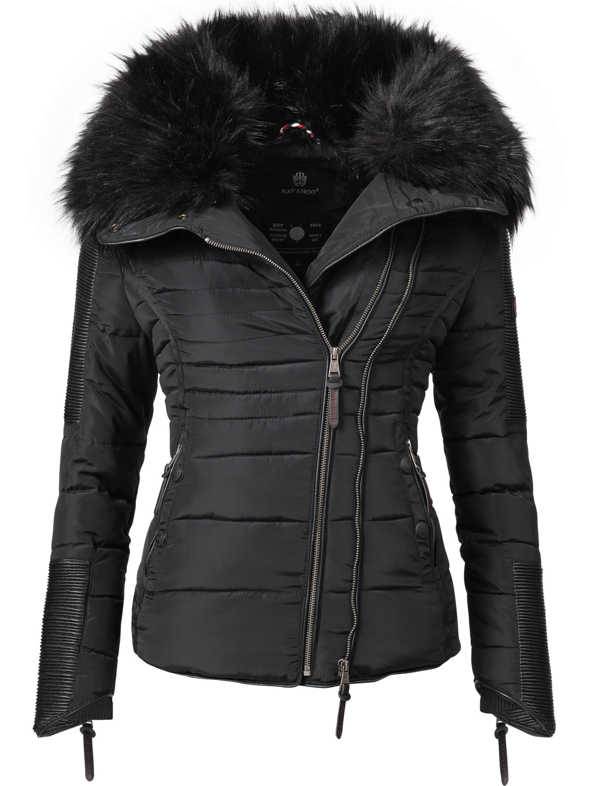 Kurze Winter Steppjacke mit Kapuze "Yuki2" Schwarz