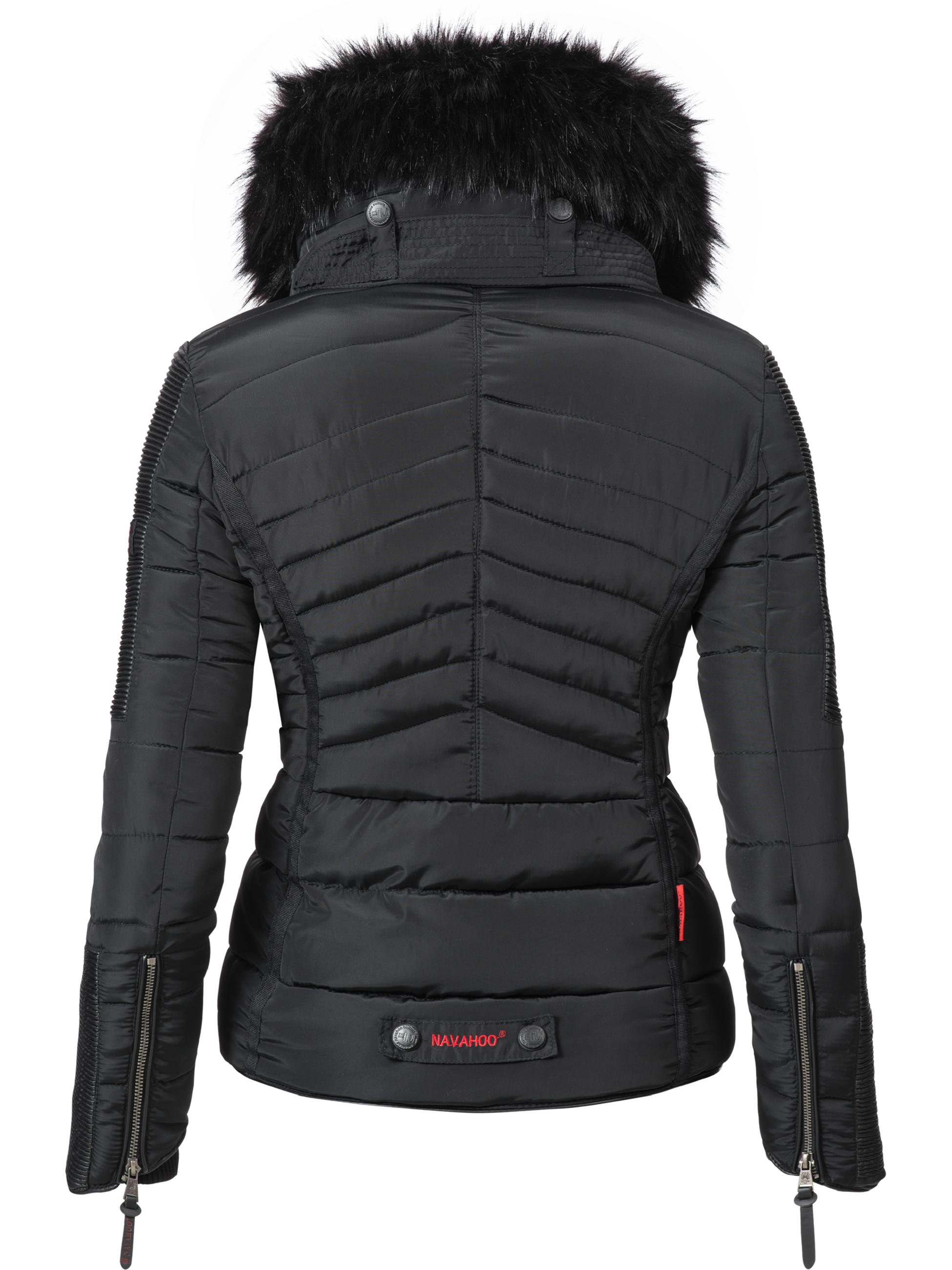 Kurze Winter Steppjacke mit Kapuze "Yuki2" Schwarz