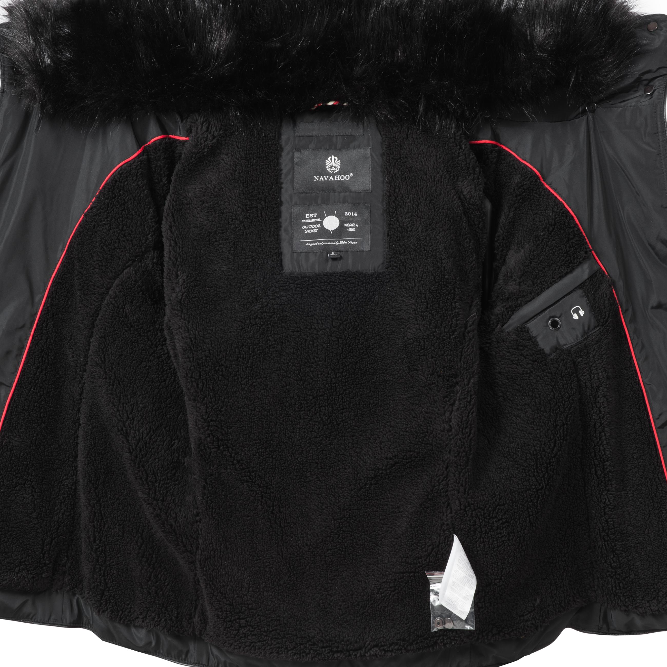 Kurze Winter Steppjacke mit Kapuze "Yuki2" Schwarz