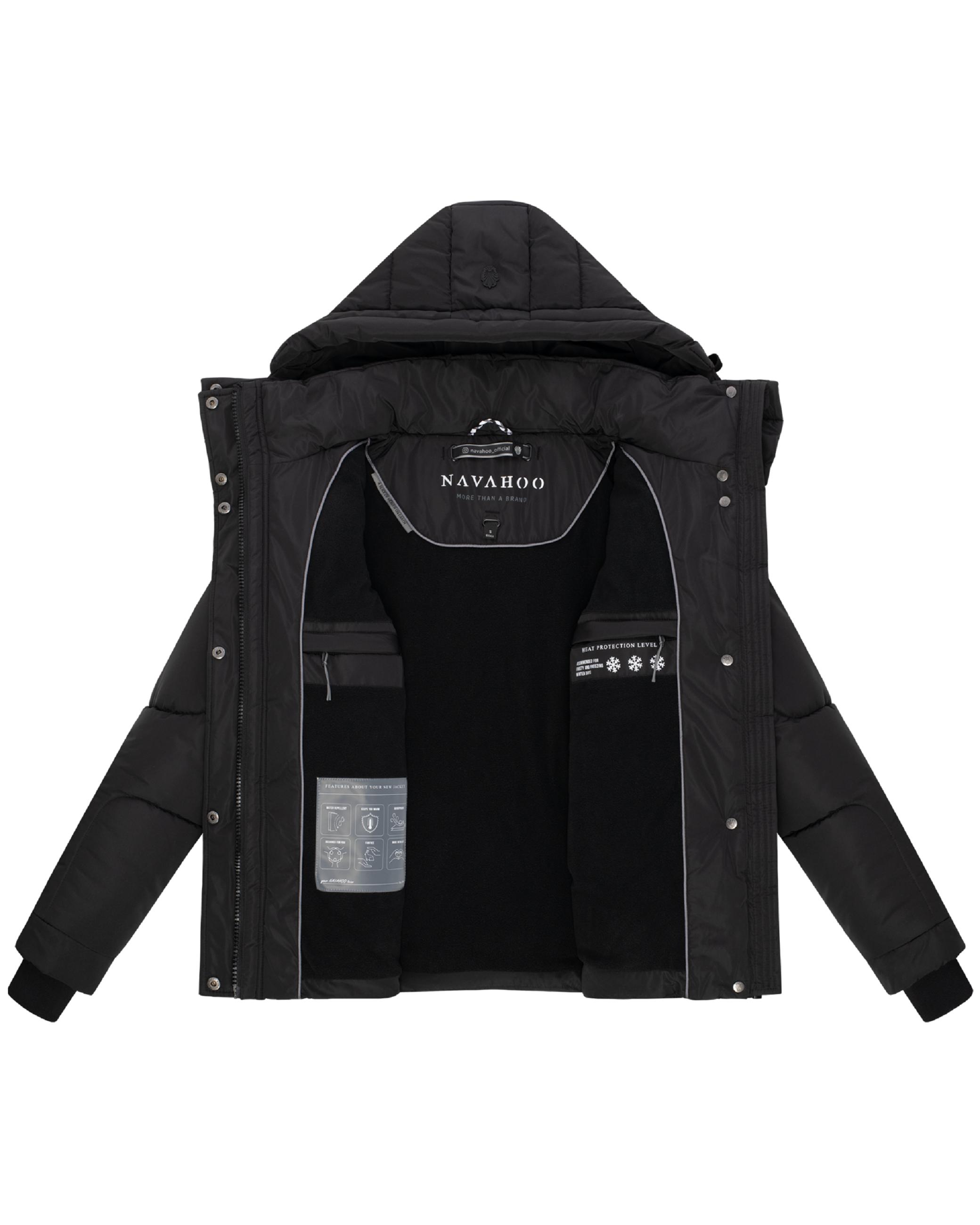 Winter Steppjacke mit abnehmbarer Kapuze "Zauberlicht 14" Black