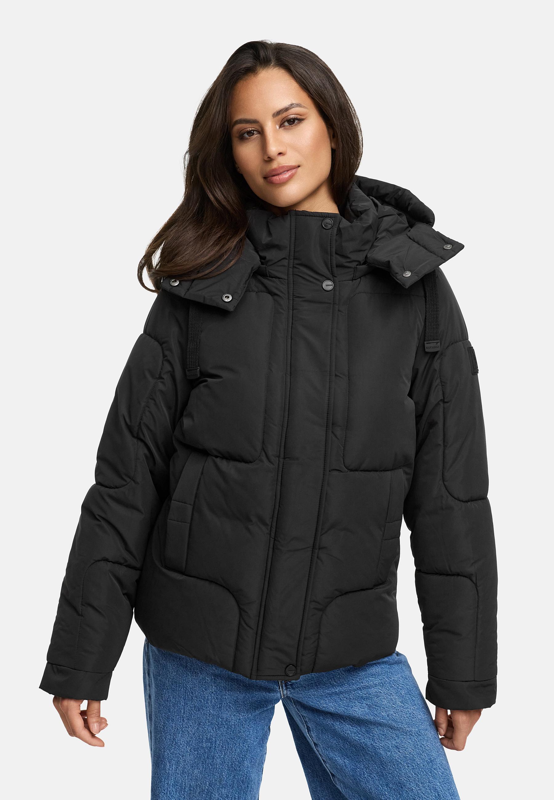 Winter Steppjacke mit abnehmbarer Kapuze "Zauberlicht 14" Black