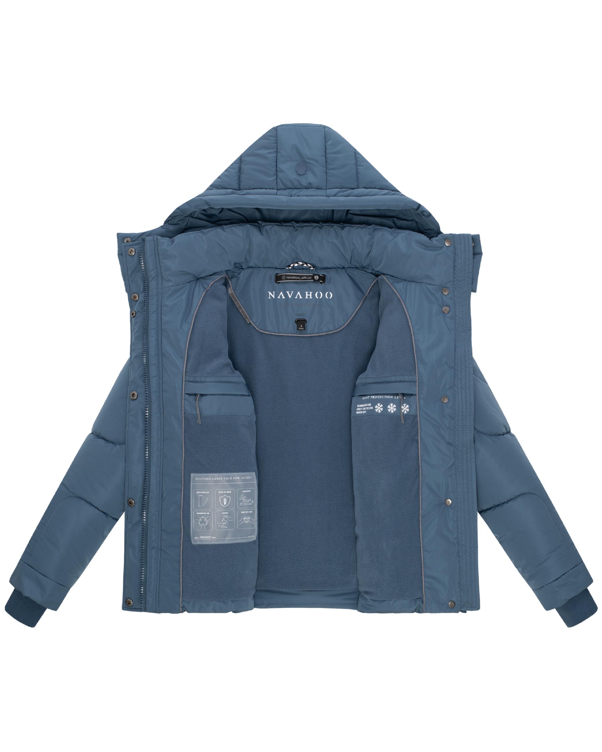 Winter Steppjacke mit abnehmbarer Kapuze "Zauberlicht 14" Dusty Blue