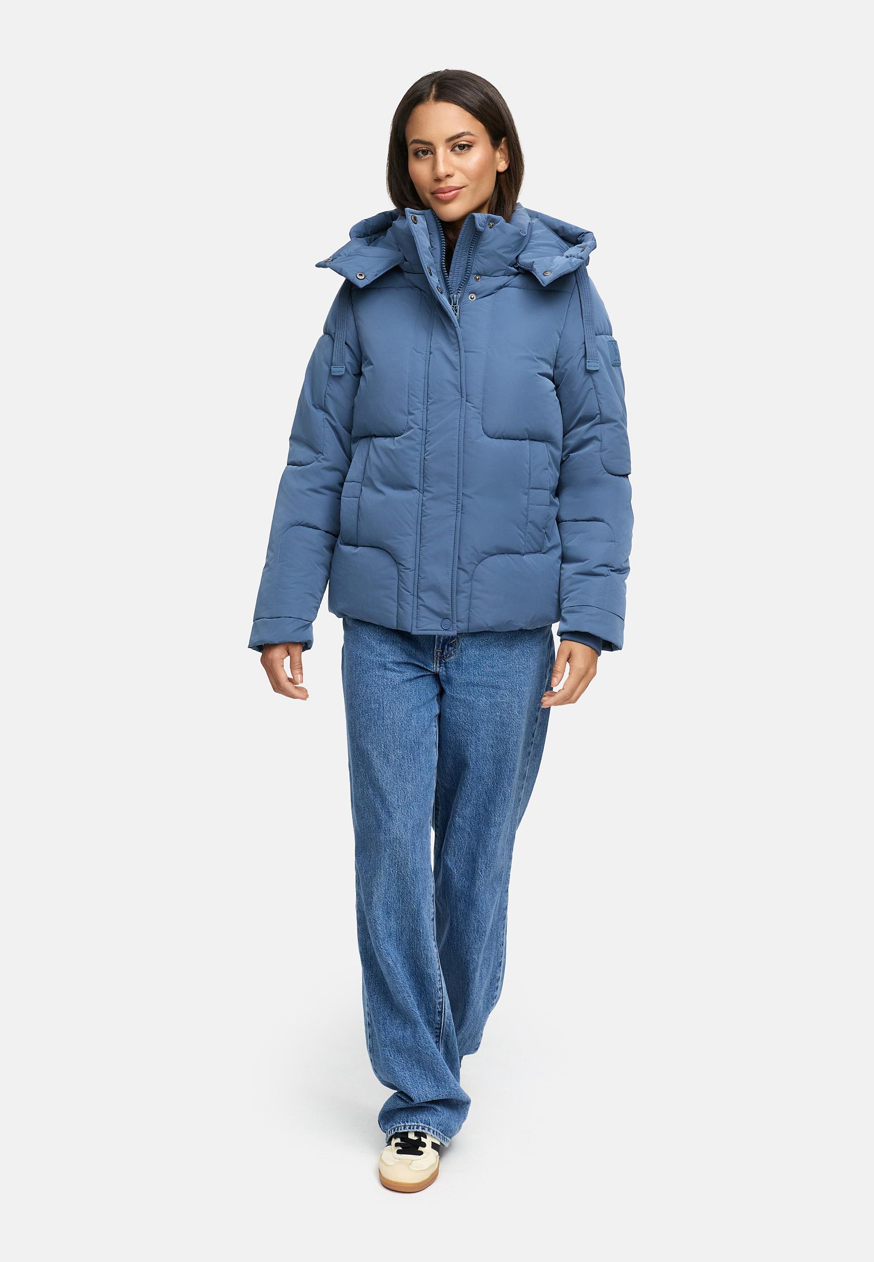 Winter Steppjacke mit abnehmbarer Kapuze "Zauberlicht 14" Dusty Blue