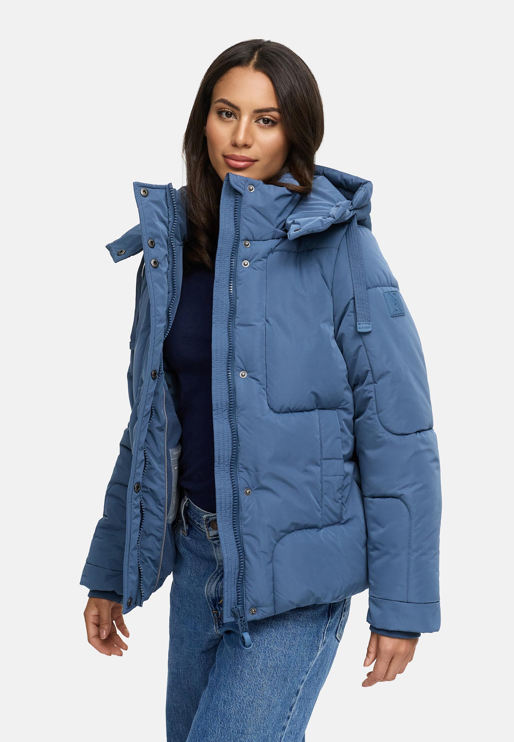 Winter Steppjacke mit abnehmbarer Kapuze "Zauberlicht 14" Dusty Blue