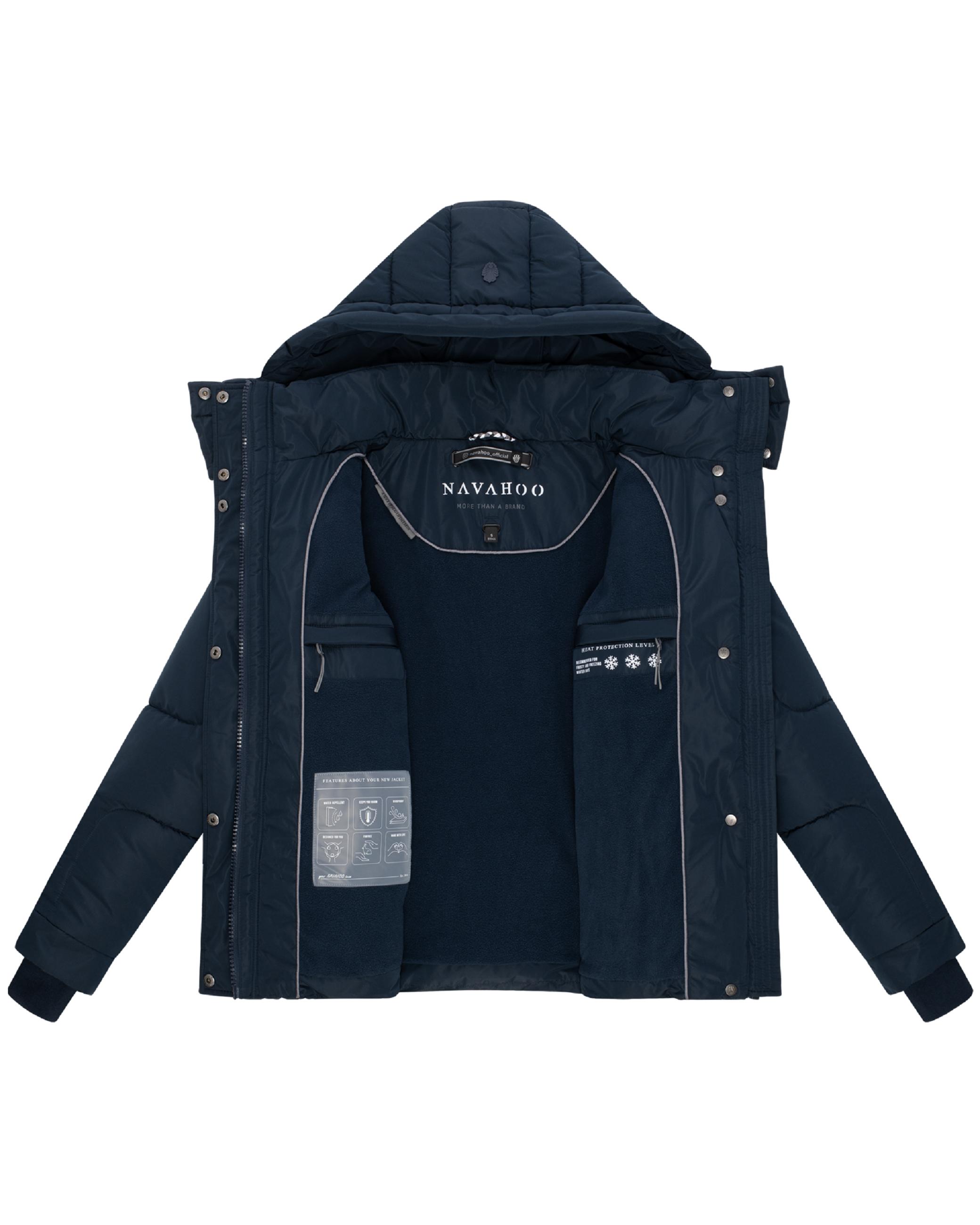 Winter Steppjacke mit abnehmbarer Kapuze "Zauberlicht 14" Navy