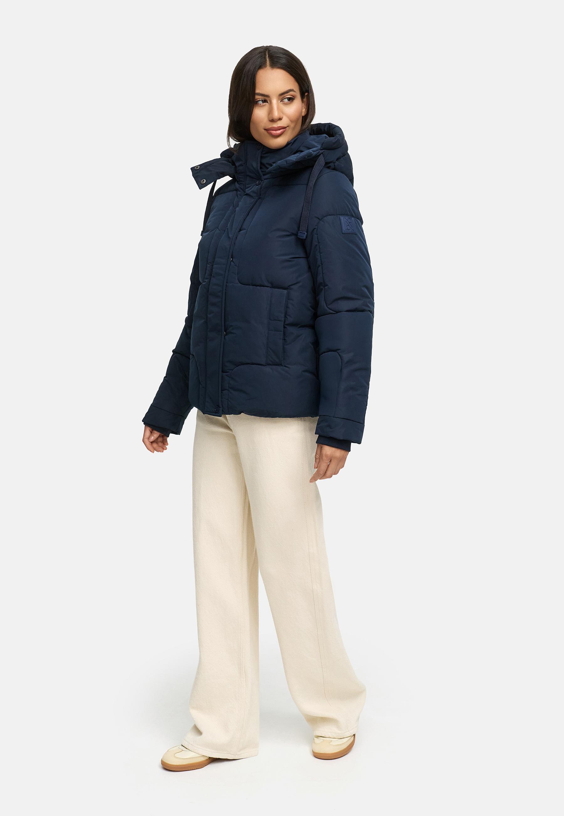Winter Steppjacke mit abnehmbarer Kapuze "Zauberlicht 14" Navy