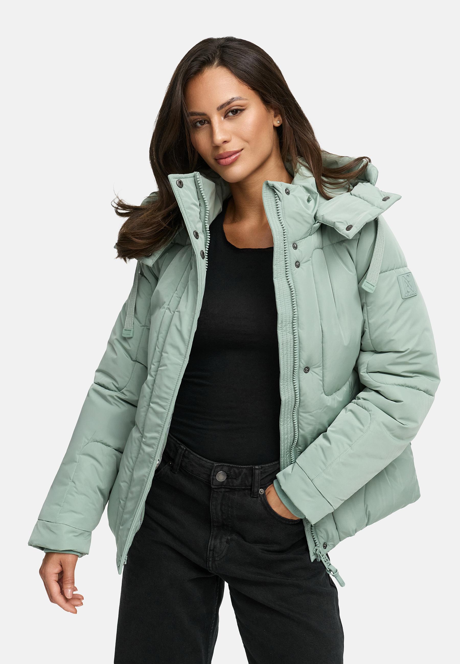 Winter Steppjacke mit abnehmbarer Kapuze "Zauberlicht 14" Smokey Mint