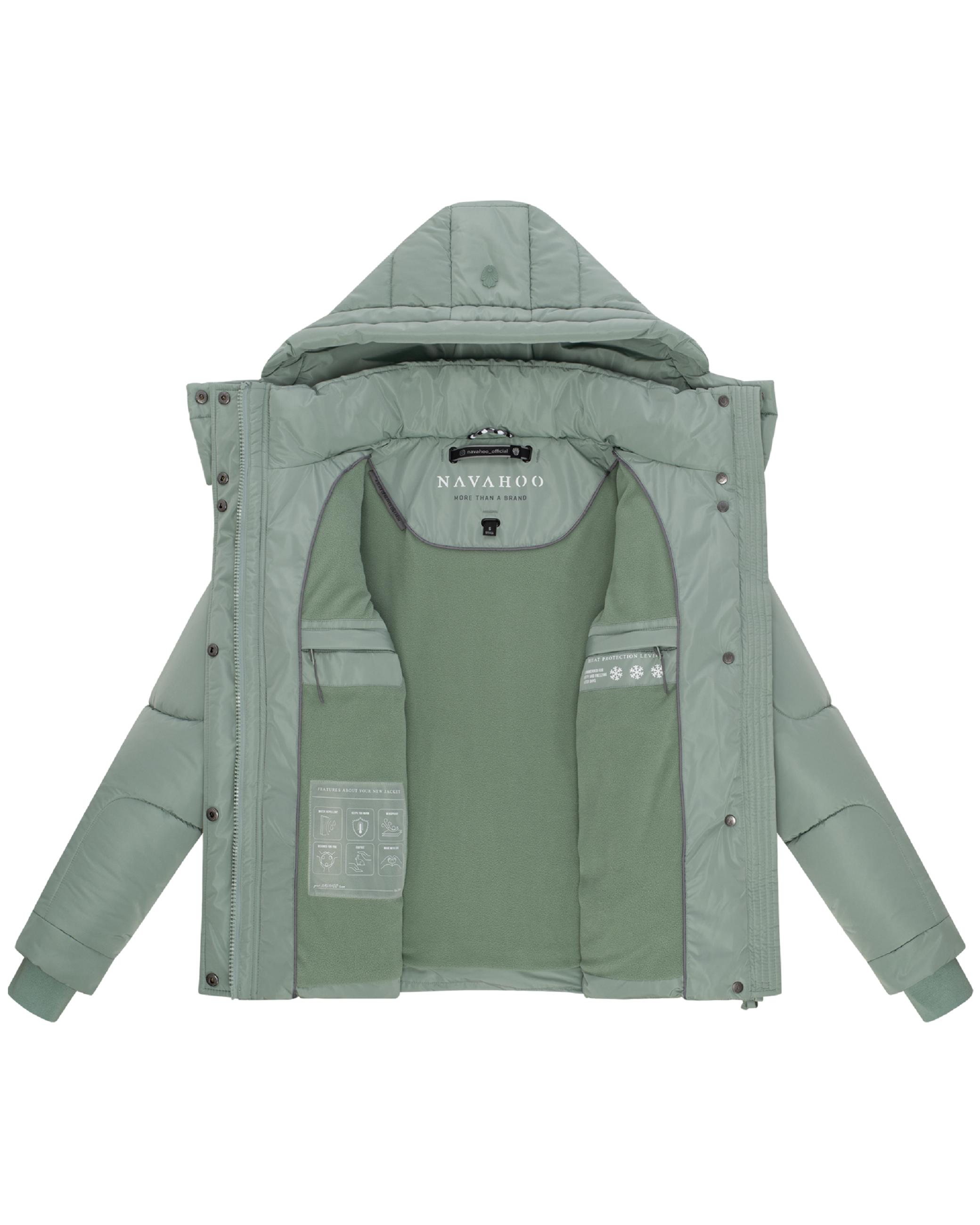 Winter Steppjacke mit abnehmbarer Kapuze "Zauberlicht 14" Smokey Mint