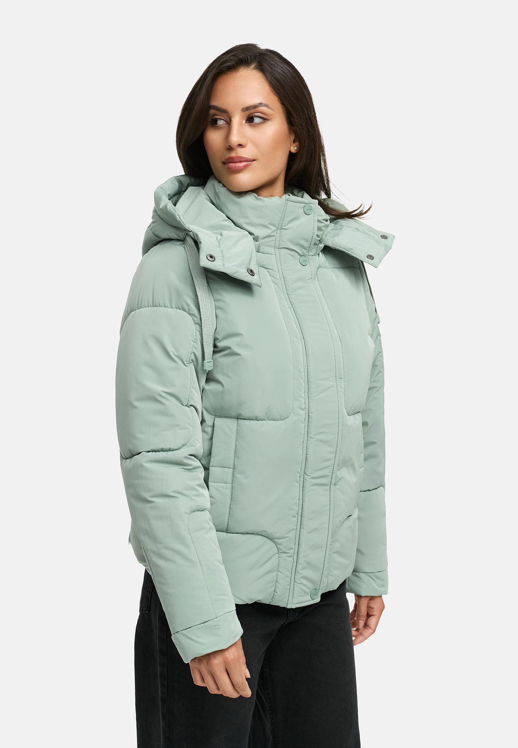 Winter Steppjacke mit abnehmbarer Kapuze "Zauberlicht 14" Smokey Mint