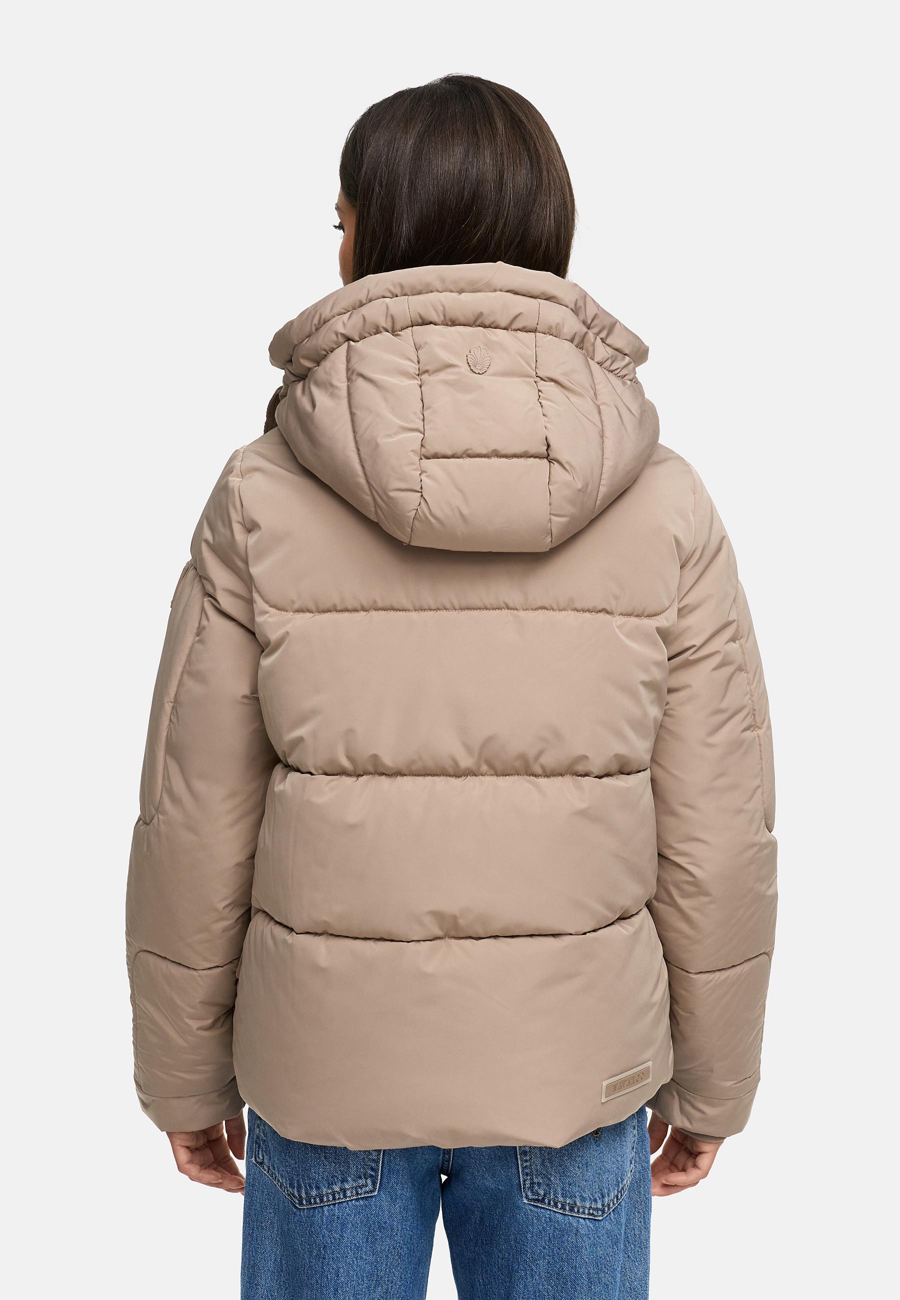Winter Steppjacke mit abnehmbarer Kapuze "Zauberlicht 14" Taupe Grey