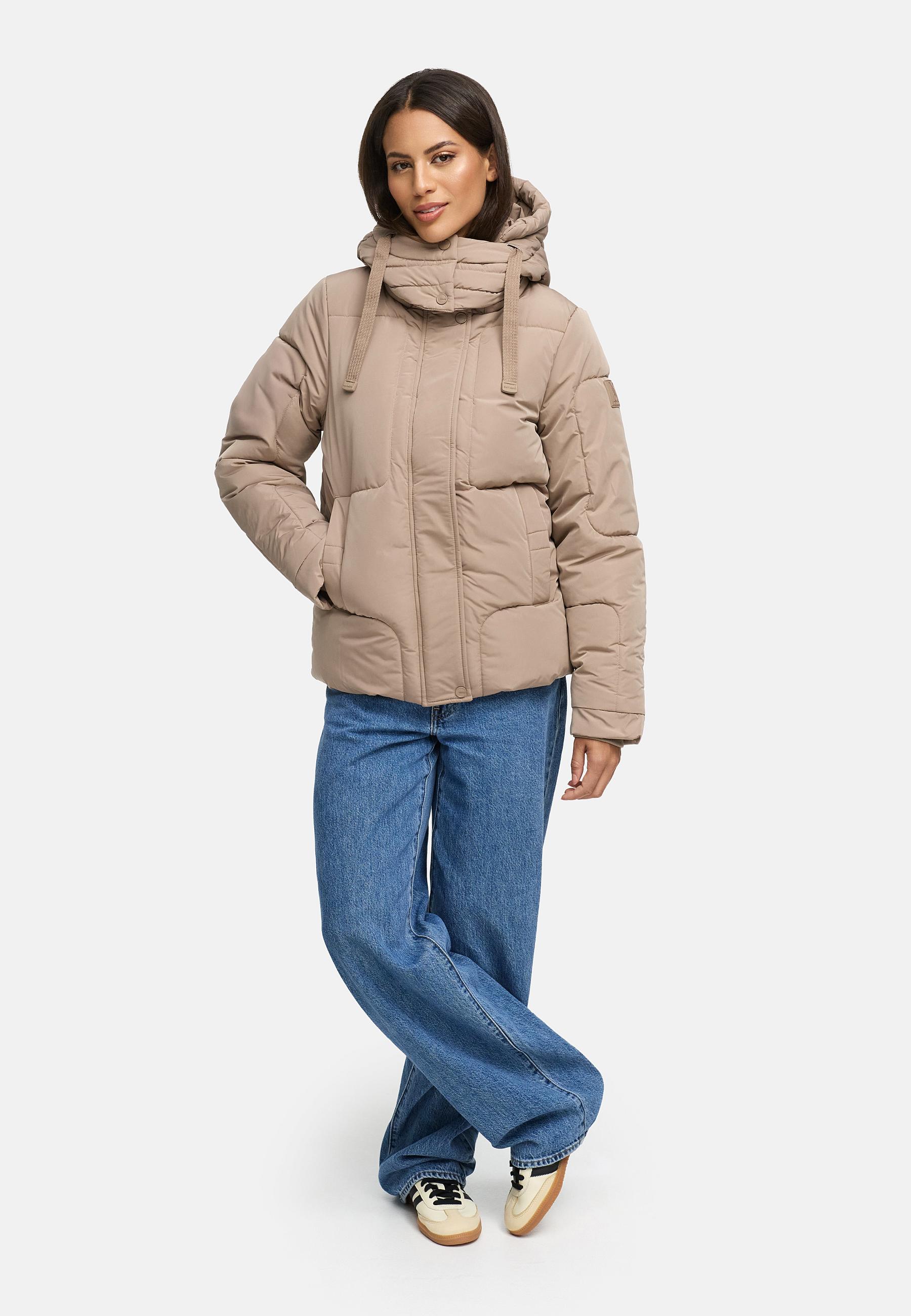 Winter Steppjacke mit abnehmbarer Kapuze "Zauberlicht 14" Taupe Grey