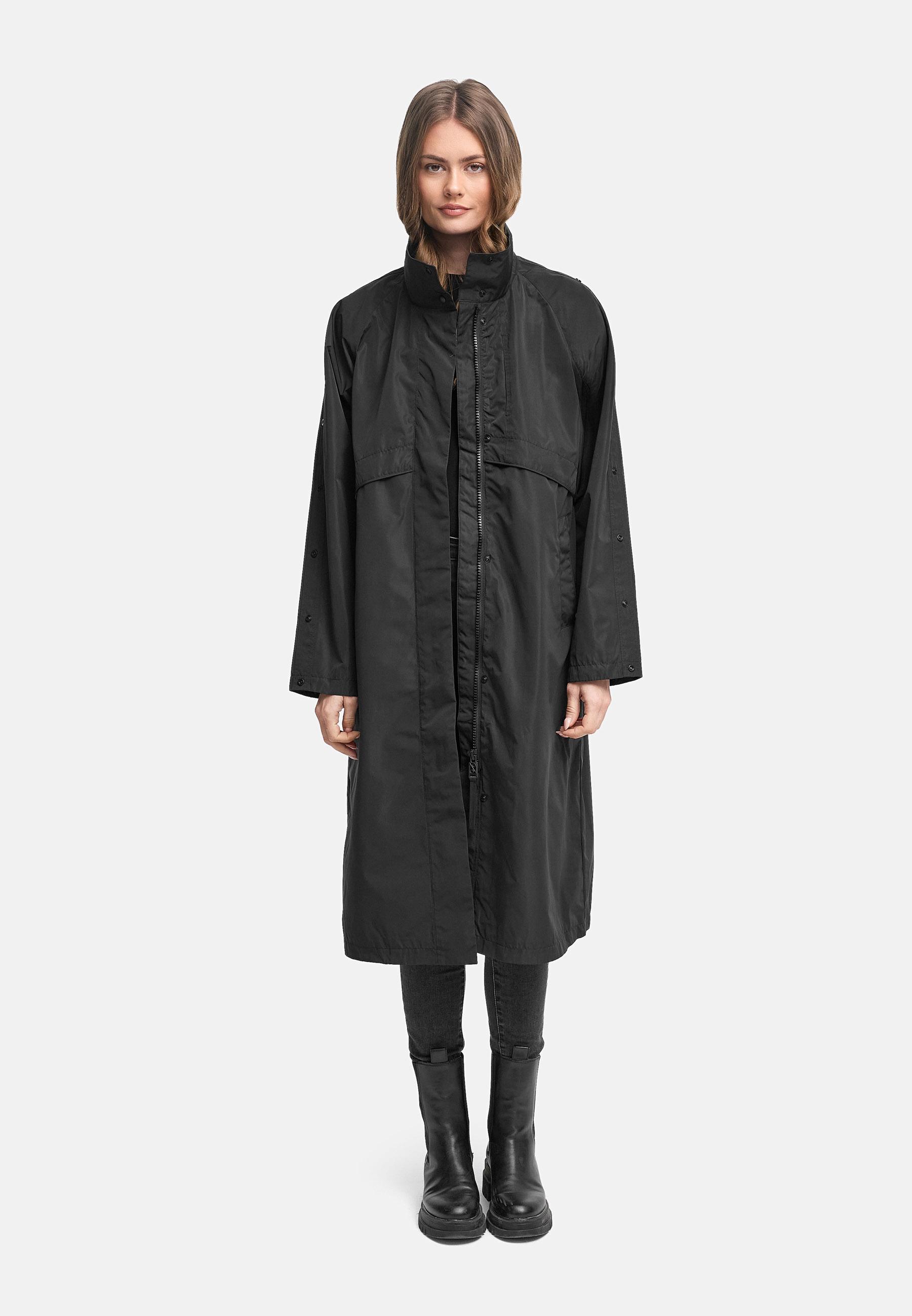 Wasserdichter, oversized Parka mit krempelbaren Ärmeln "Zenblüte 14" Black