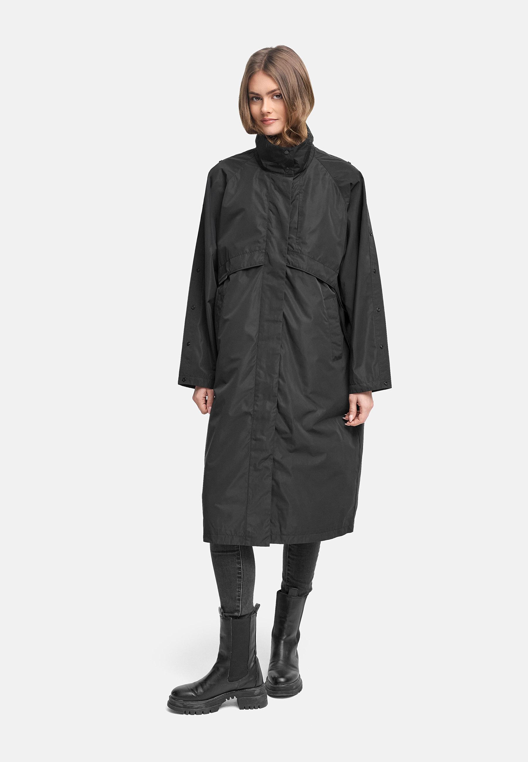 Wasserdichter, oversized Parka mit krempelbaren Ärmeln "Zenblüte 14" Black