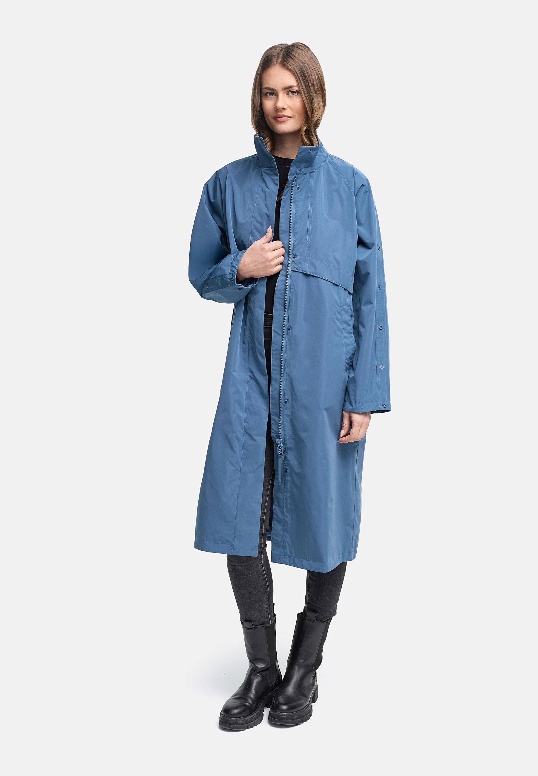 Wasserdichter, oversized Parka mit krempelbaren Ärmeln "Zenblüte 14" Dusty Blue