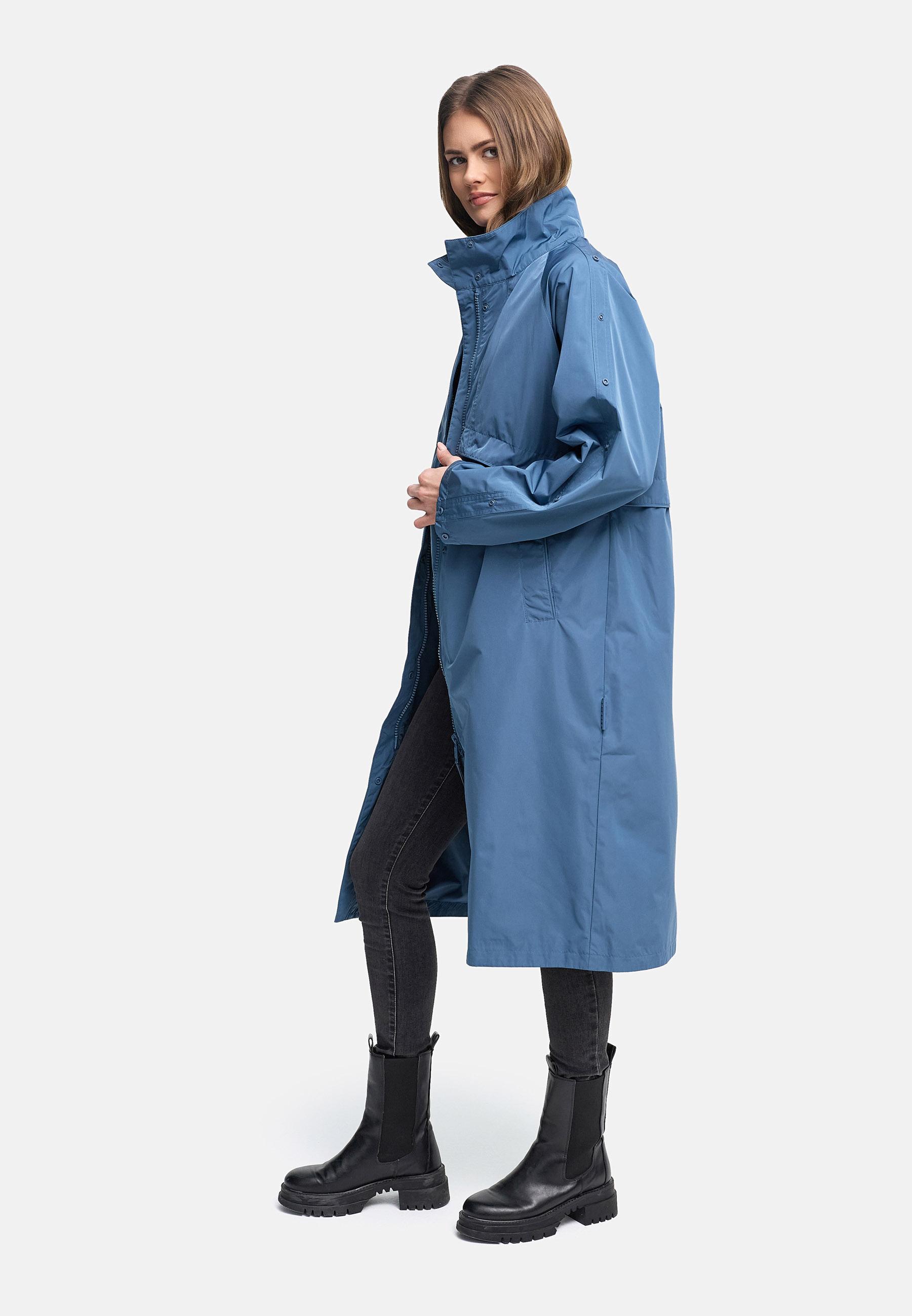 Wasserdichter, oversized Parka mit krempelbaren Ärmeln "Zenblüte 14" Dusty Blue