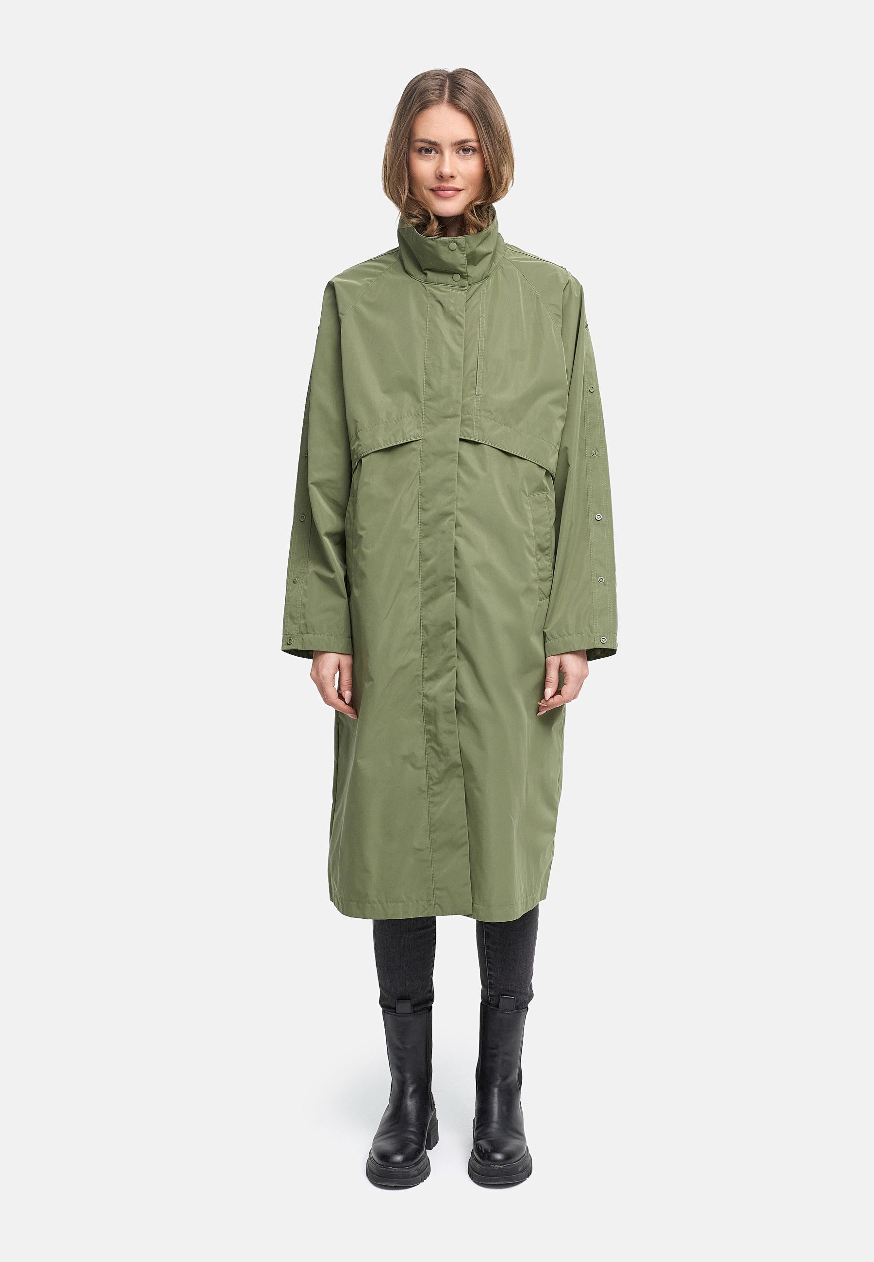 Wasserdichter, oversized Parka mit krempelbaren Ärmeln "Zenblüte 14" Olive Leaf