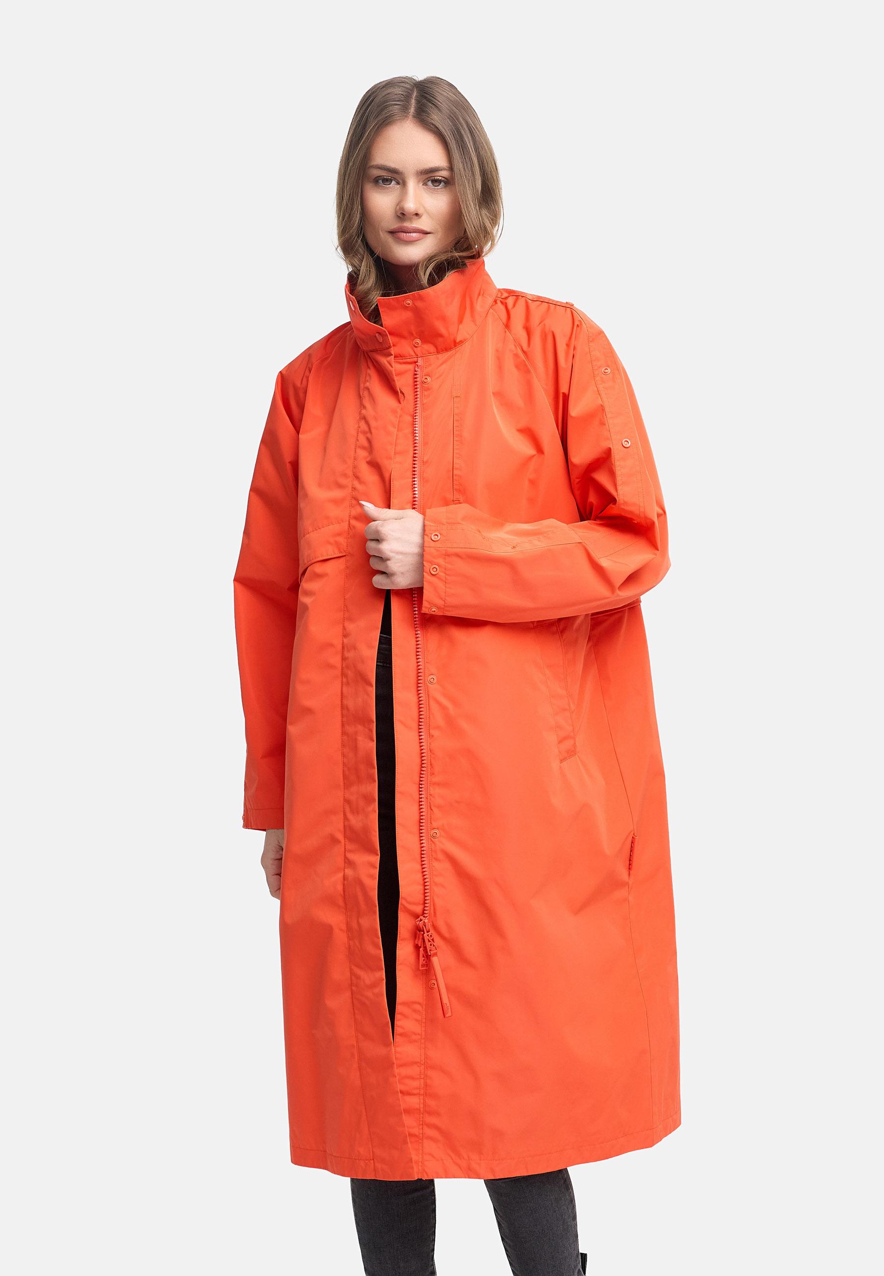 Wasserdichter, oversized Parka mit krempelbaren Ärmeln "Zenblüte 14" Spicy Orange